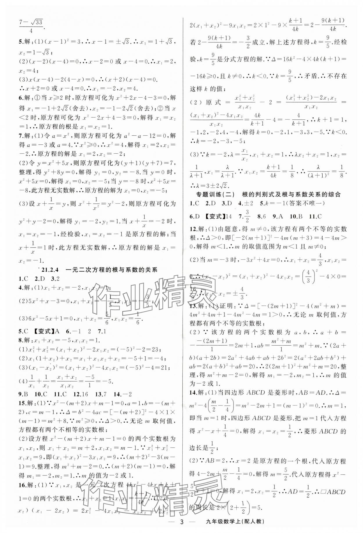 2025年四清導(dǎo)航九年級(jí)數(shù)學(xué)上冊(cè)人教版 第3頁