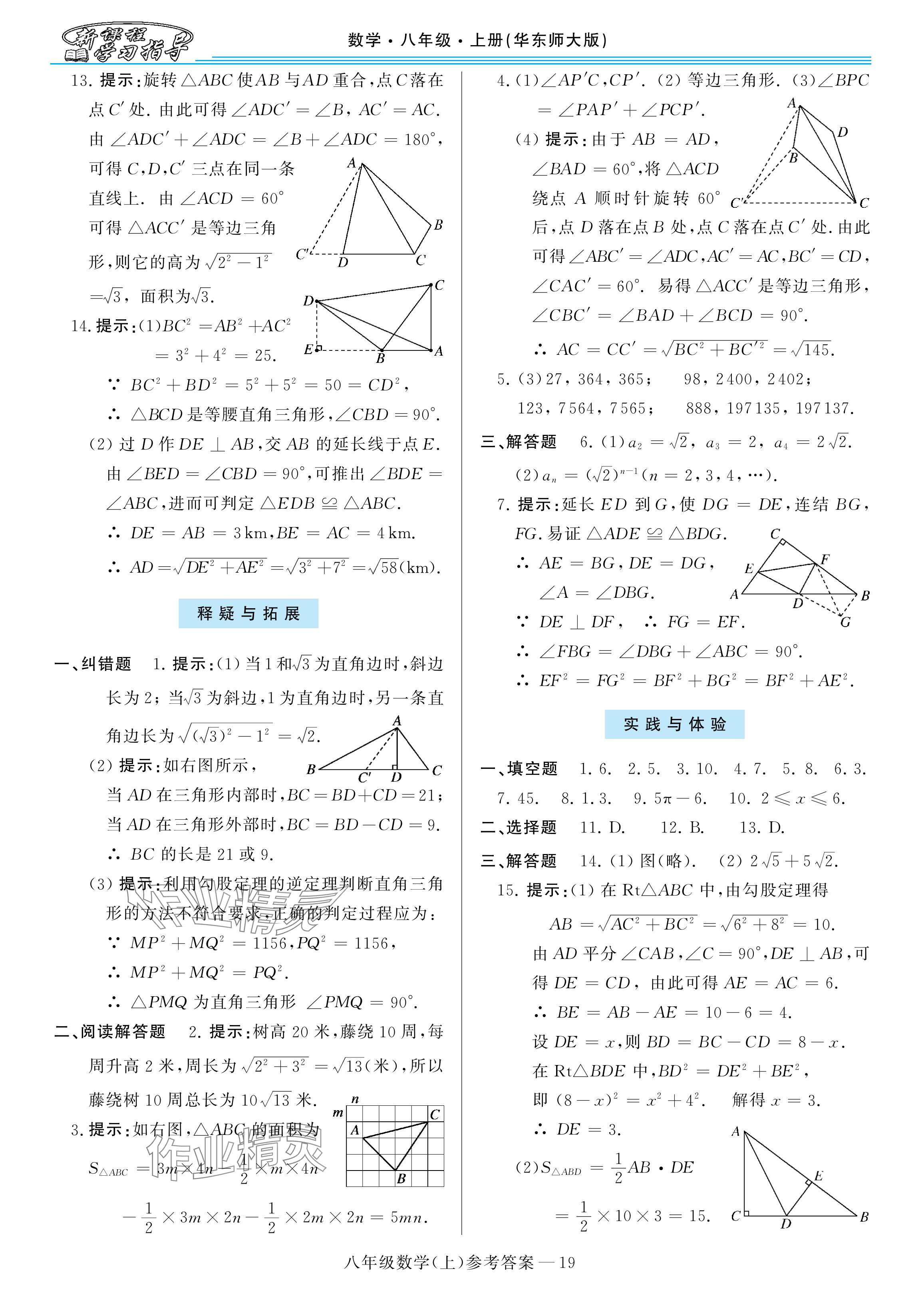 2025年新課程學習指導八年級數學上冊華師大版 參考答案第19頁