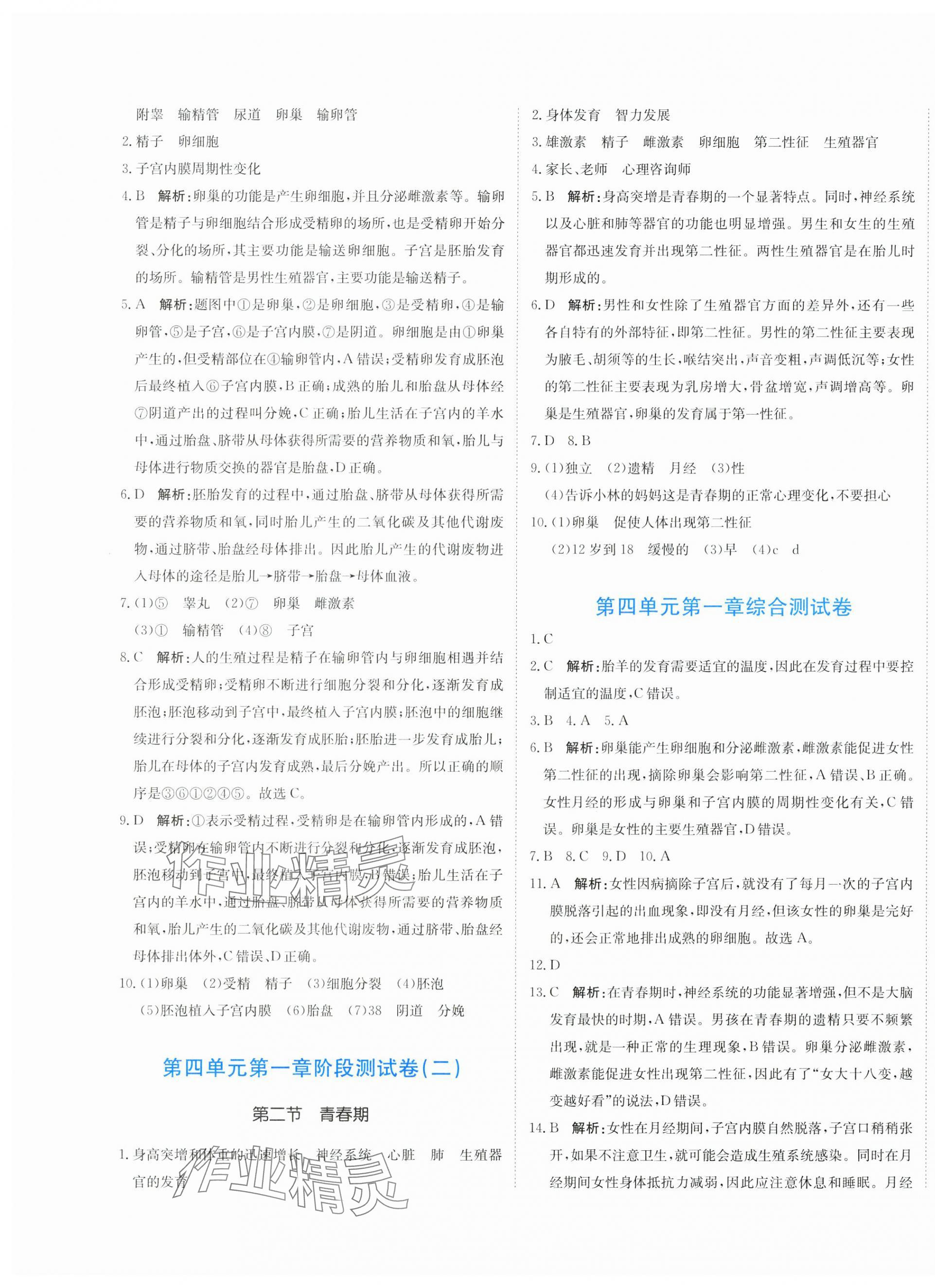 2025年提分教練七年級生物下冊人教版 第5頁