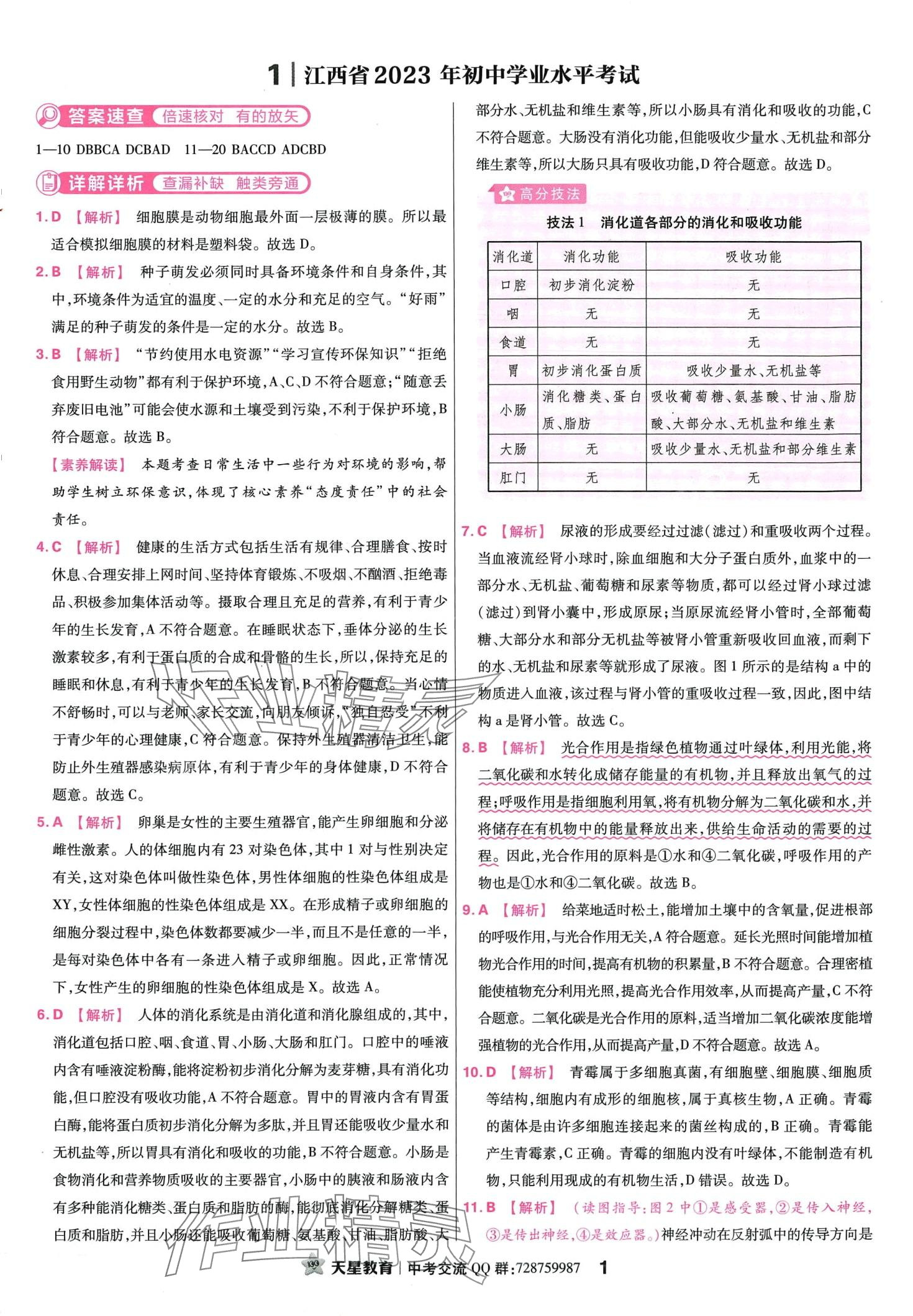 2024年金考卷45套汇编生物中考江西专版 第1页