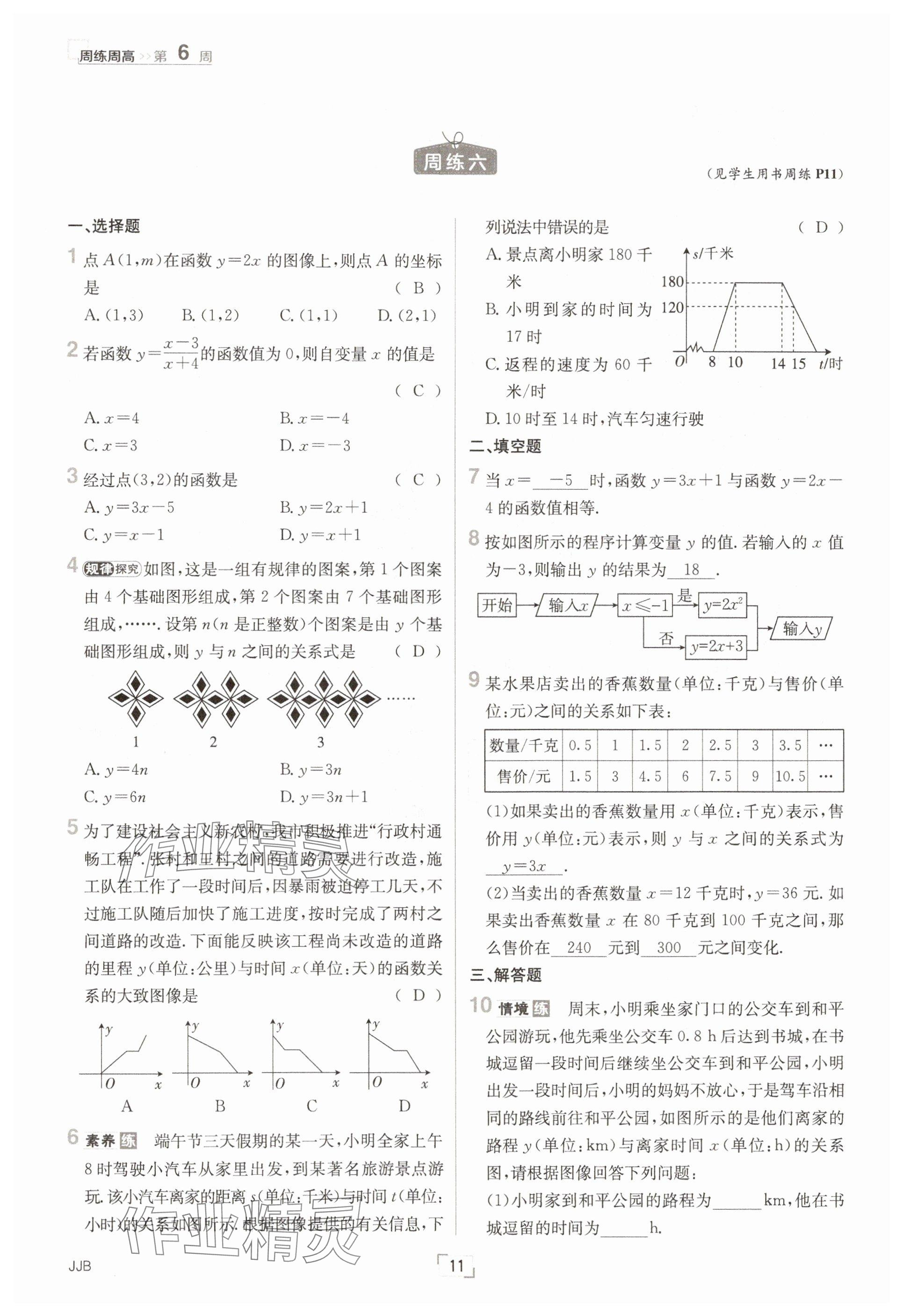 2025年日清周練八年級(jí)數(shù)學(xué)下冊(cè)冀教版 參考答案第11頁