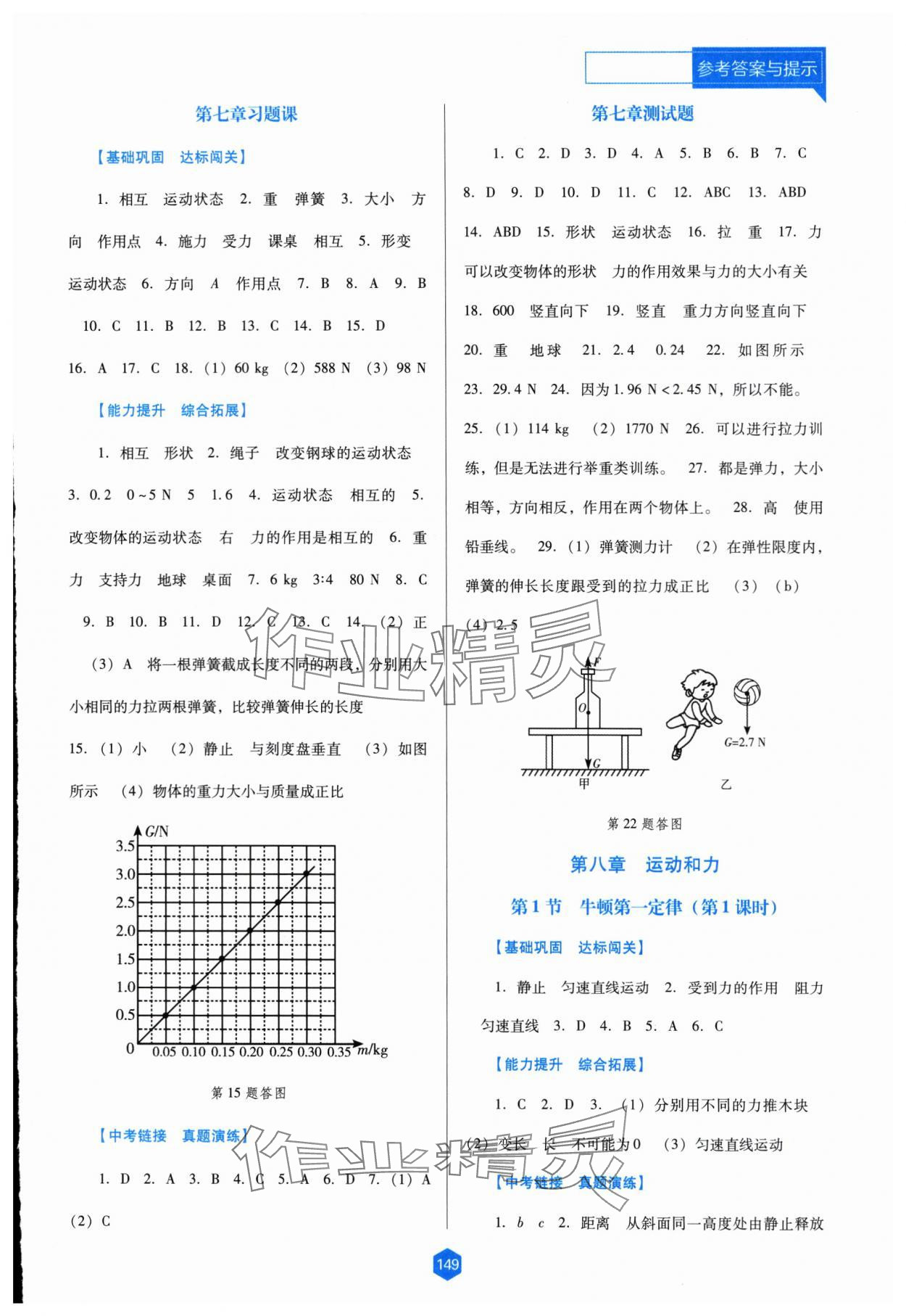 2024年新课程能力培养八年级物理下册人教版D版 参考答案第2页