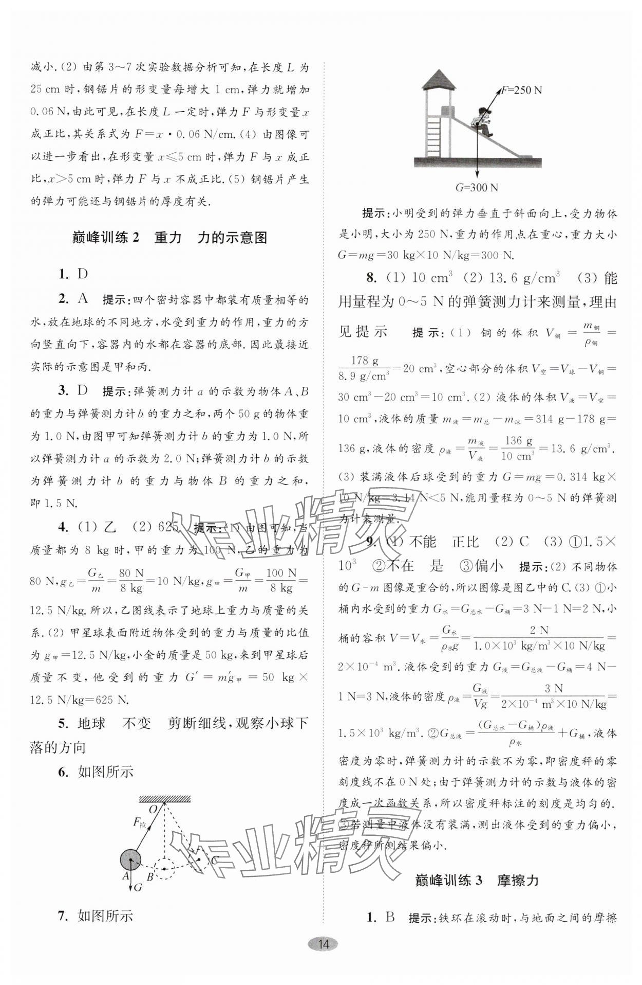 2024年小题狂做八年级物理下册苏科版巅峰版 参考答案第14页