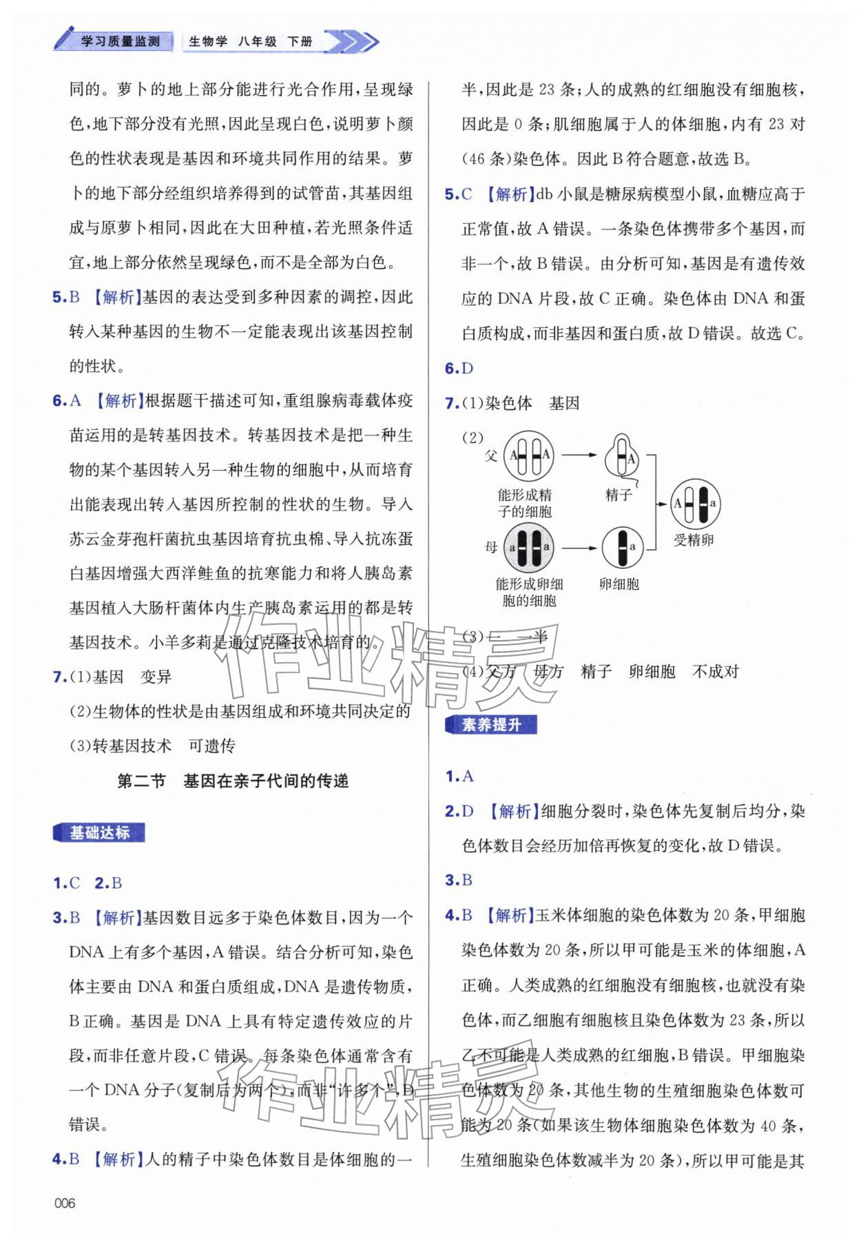 2026年学习质量监测八年级生物下册人教版&nbsp;第6页