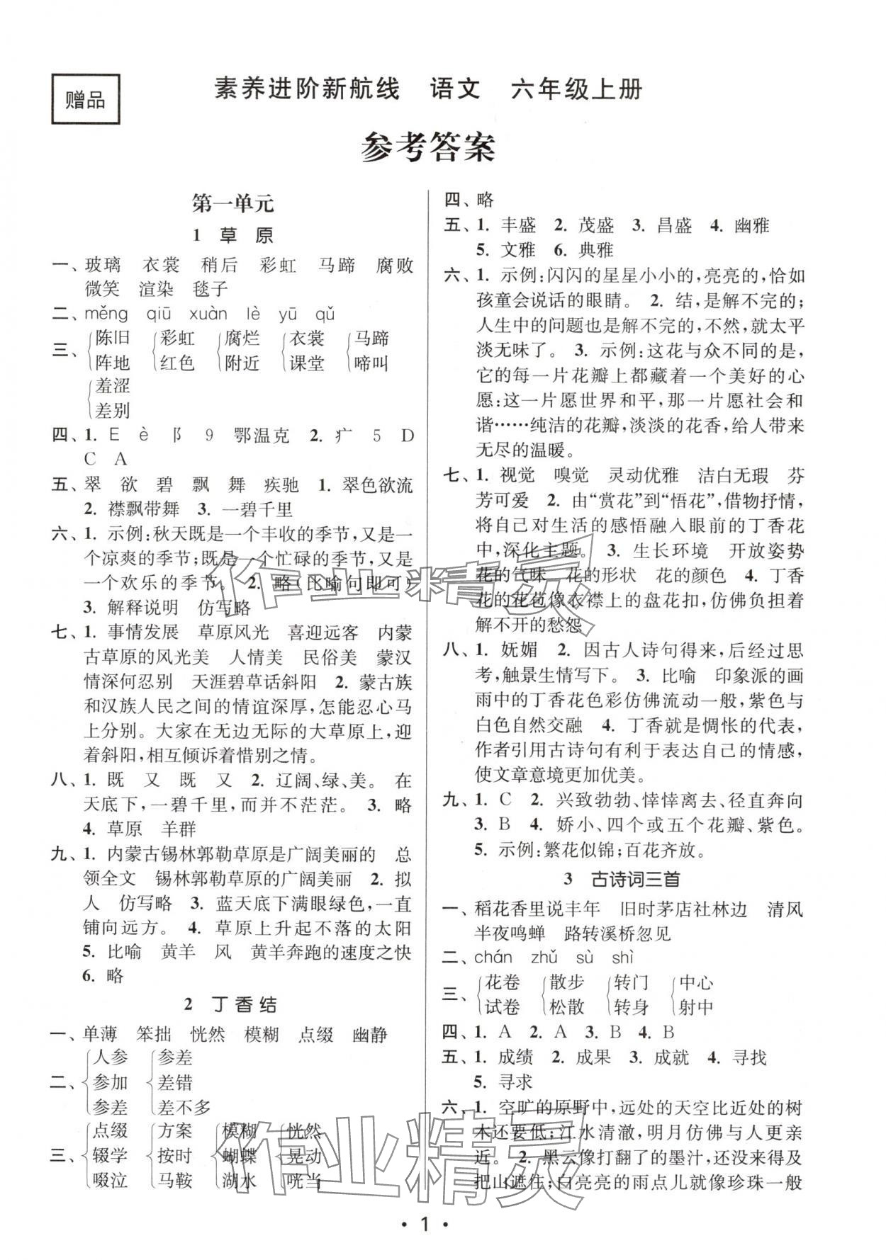 2025年素养进阶新航线六年级语文上册人教版 第1页