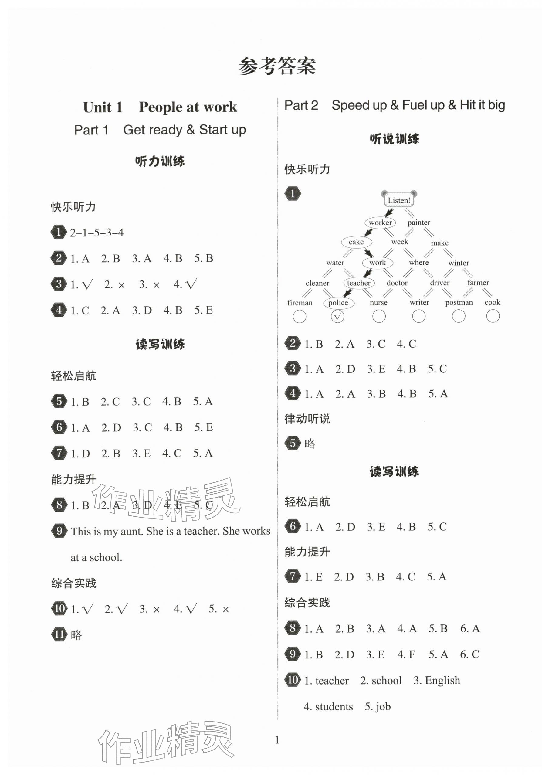 2026年同步练习册外语教学与研究出版社四年级英语下册外研版&nbsp;第1页