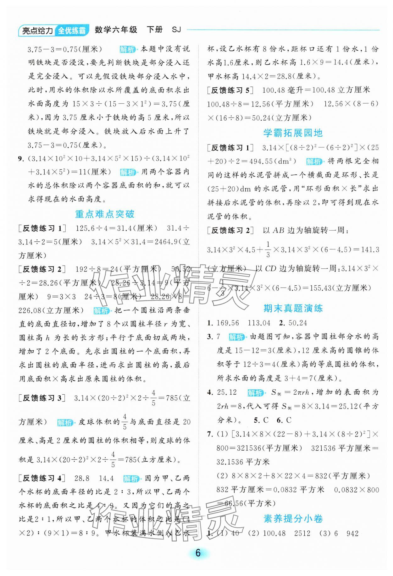 2024年亮點(diǎn)給力全優(yōu)練霸六年級數(shù)學(xué)下冊蘇教版 第6頁