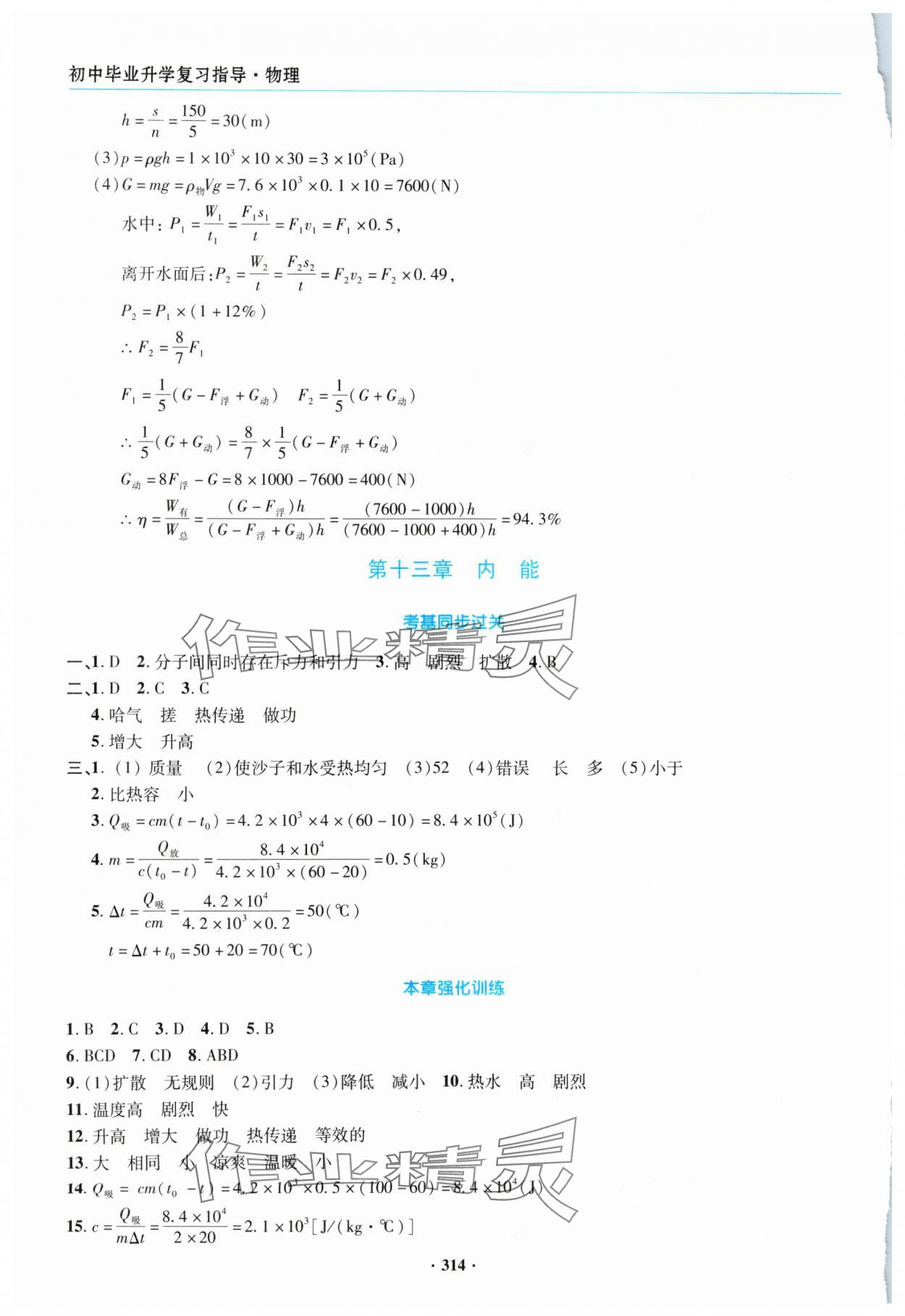 2024年初中畢業(yè)升學(xué)復(fù)習(xí)指導(dǎo)物理 參考答案第13頁(yè)