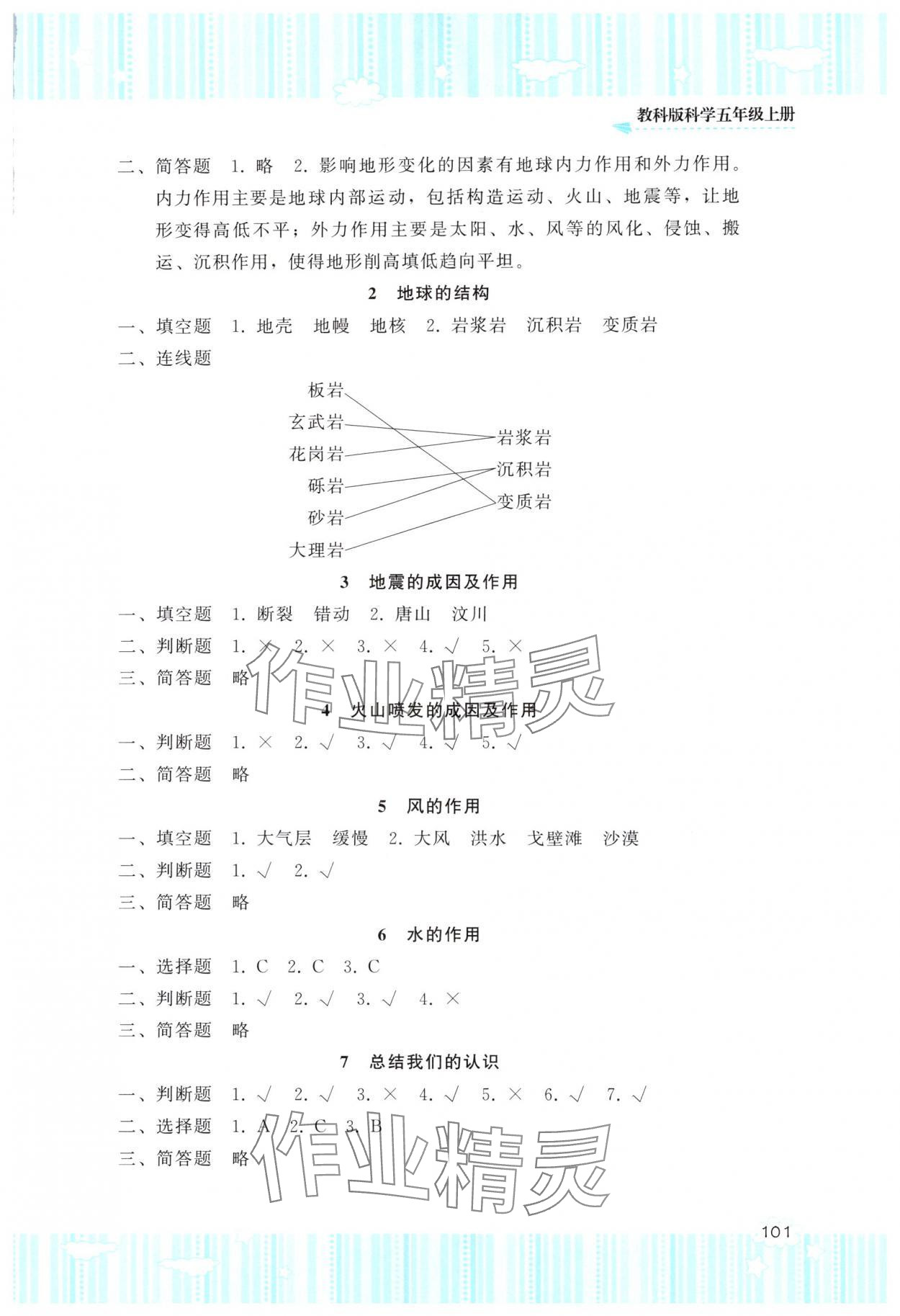2025年同步实践评价课程基础训练湖南少年儿童出版社五年级科学上册教科版 参考答案第2页