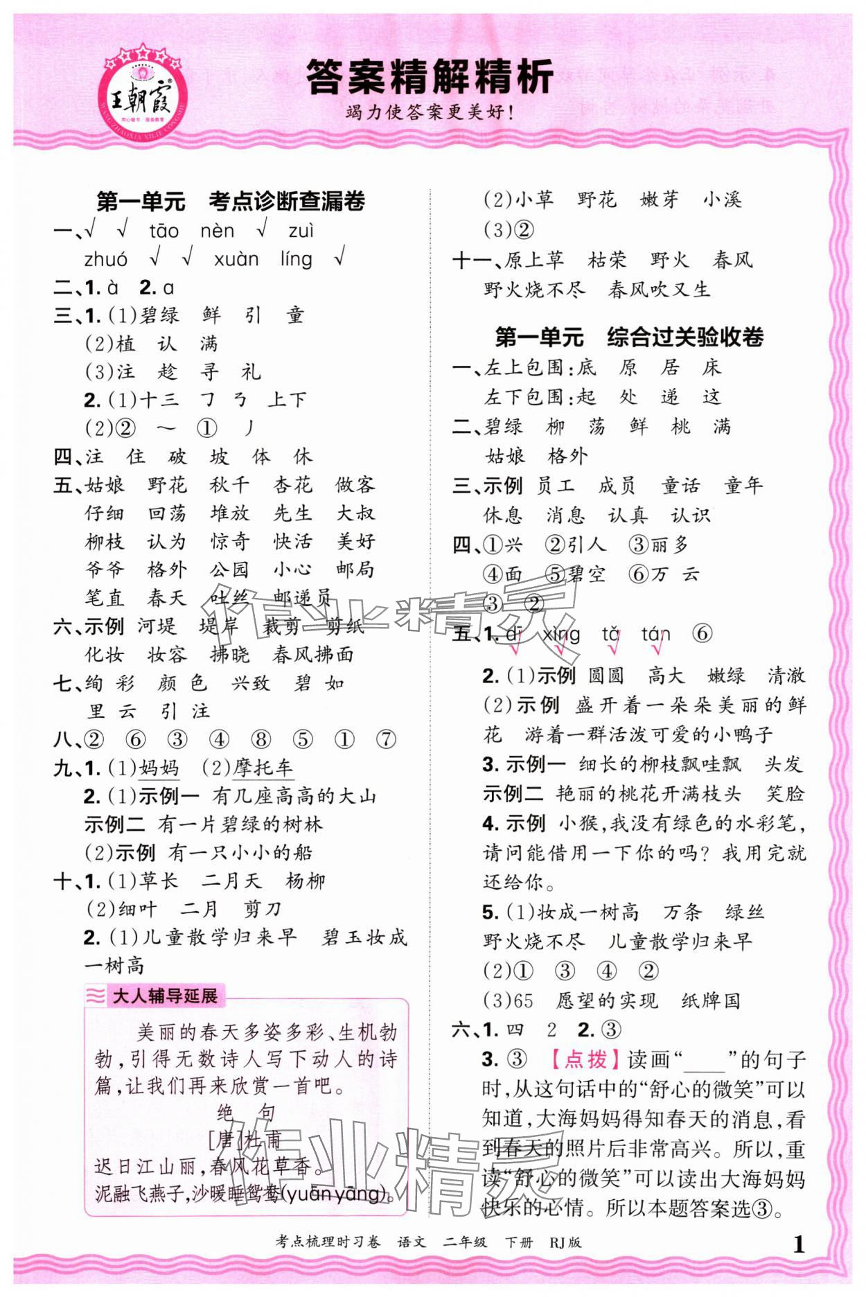 2025年王朝霞考點(diǎn)梳理時(shí)習(xí)卷二年級(jí)語(yǔ)文下冊(cè)人教版 第1頁(yè)