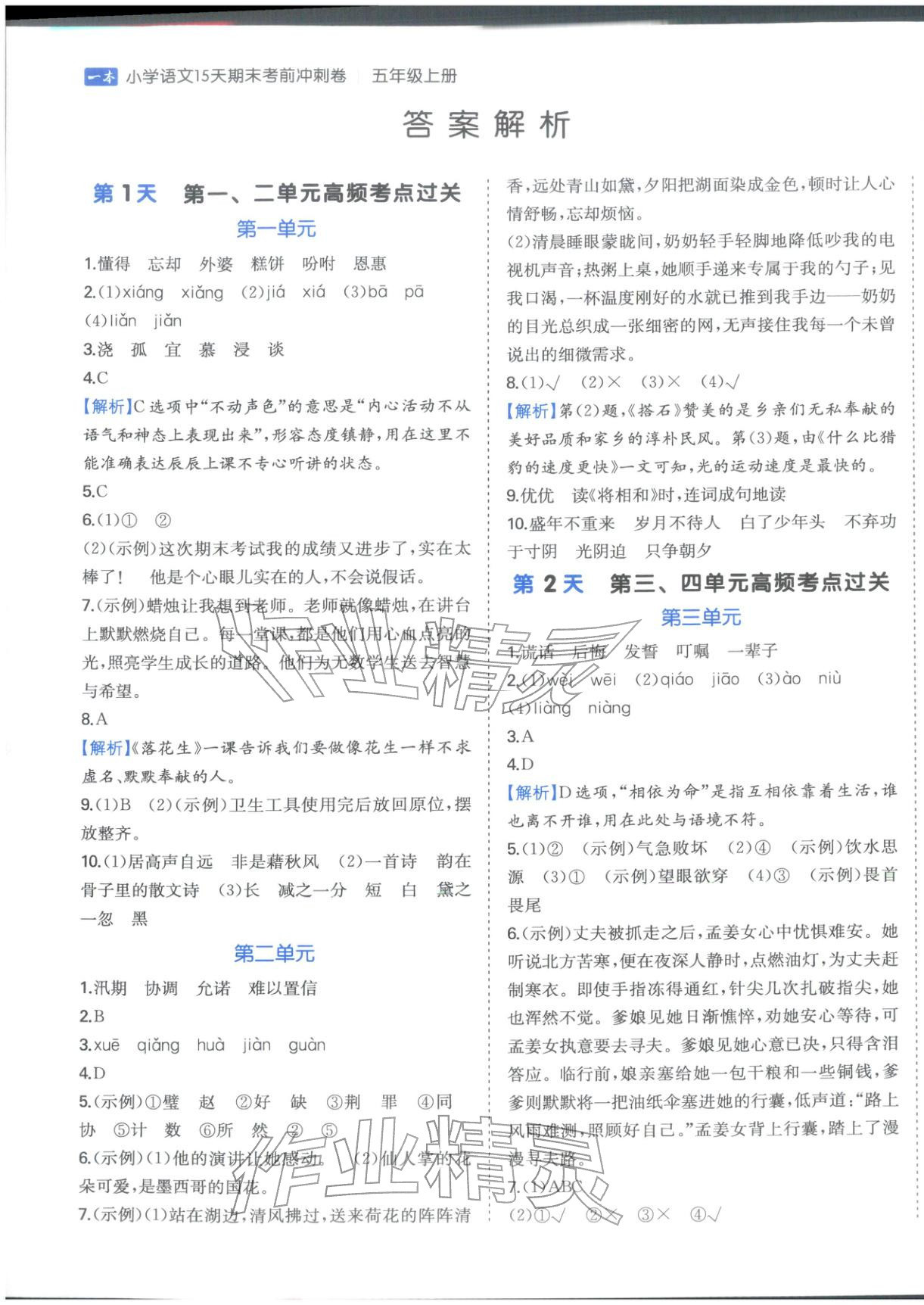 2025年15天期末考前沖刺卷五年級(jí)語文上冊(cè)人教版&nbsp;第1頁(yè)