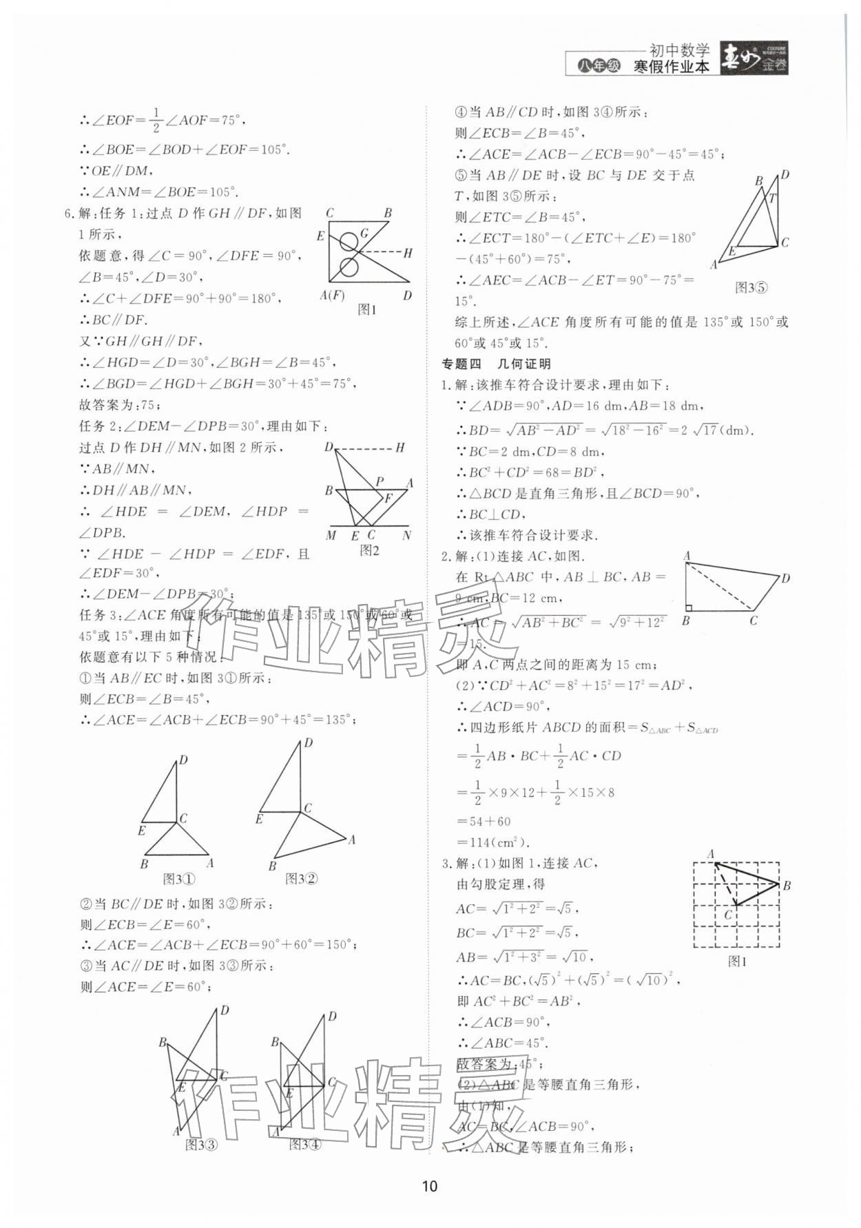 2026年春如金卷數(shù)學(xué)寒假作業(yè)本八年級(jí)&nbsp;參考答案第10頁