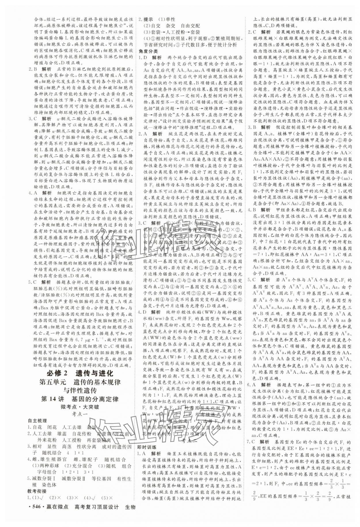 2025年贏在微點(diǎn)高中生物 參考答案第15頁(yè)