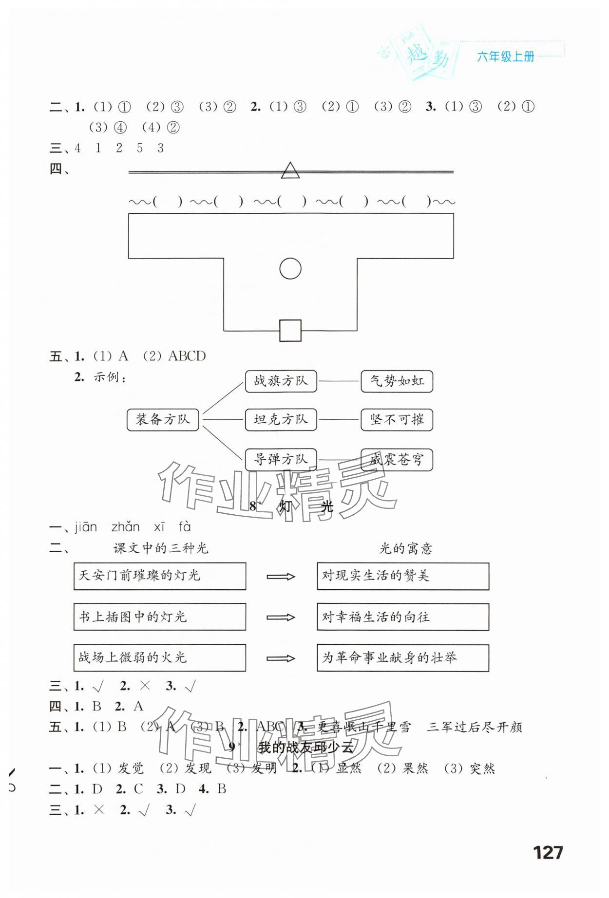 2023年練習(xí)與測試六年級語文上冊人教版陜西專版 參考答案第3頁