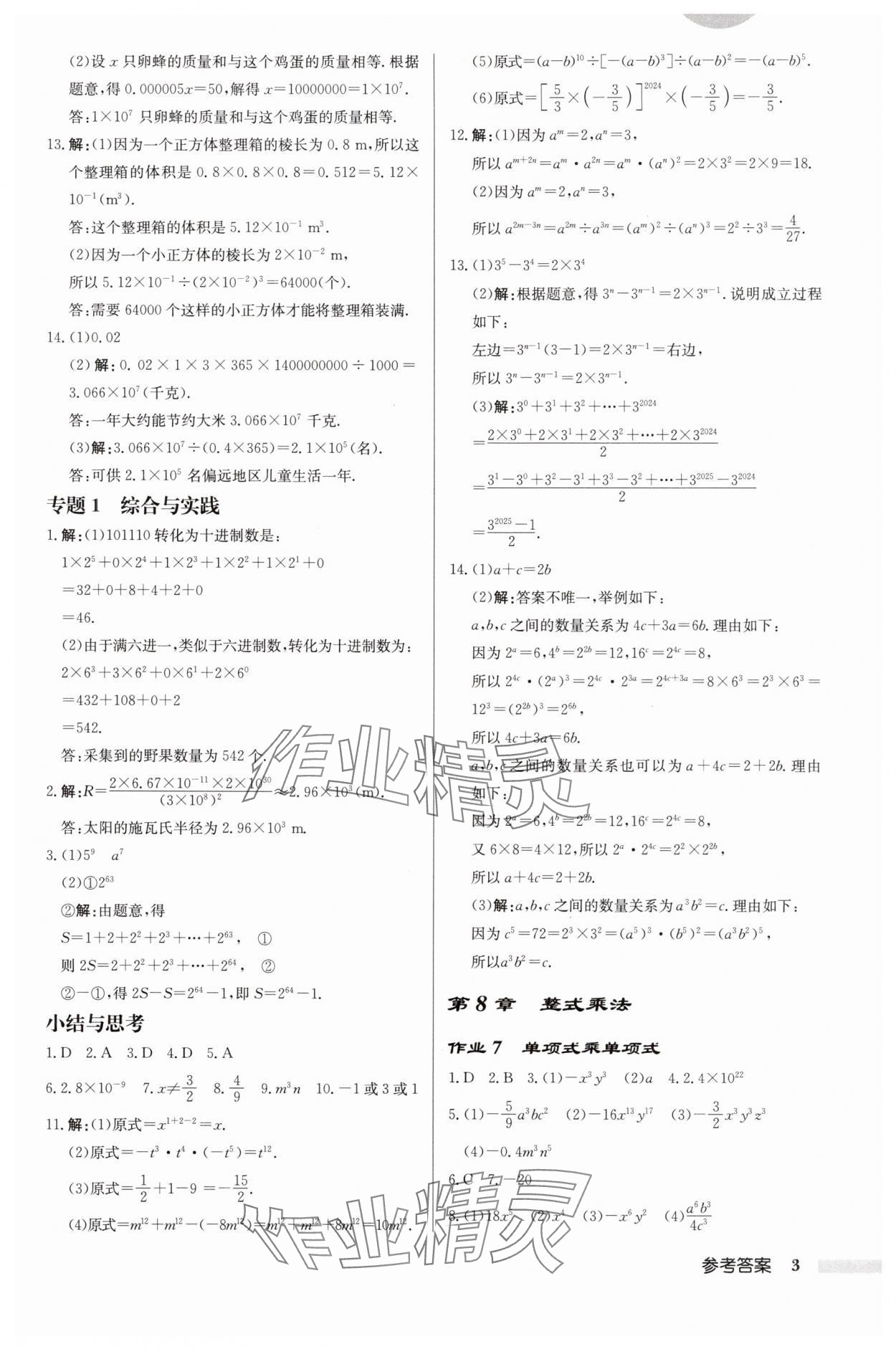 2025年啟東中學(xué)作業(yè)本七年級數(shù)學(xué)下冊蘇科版徐州專版 第3頁