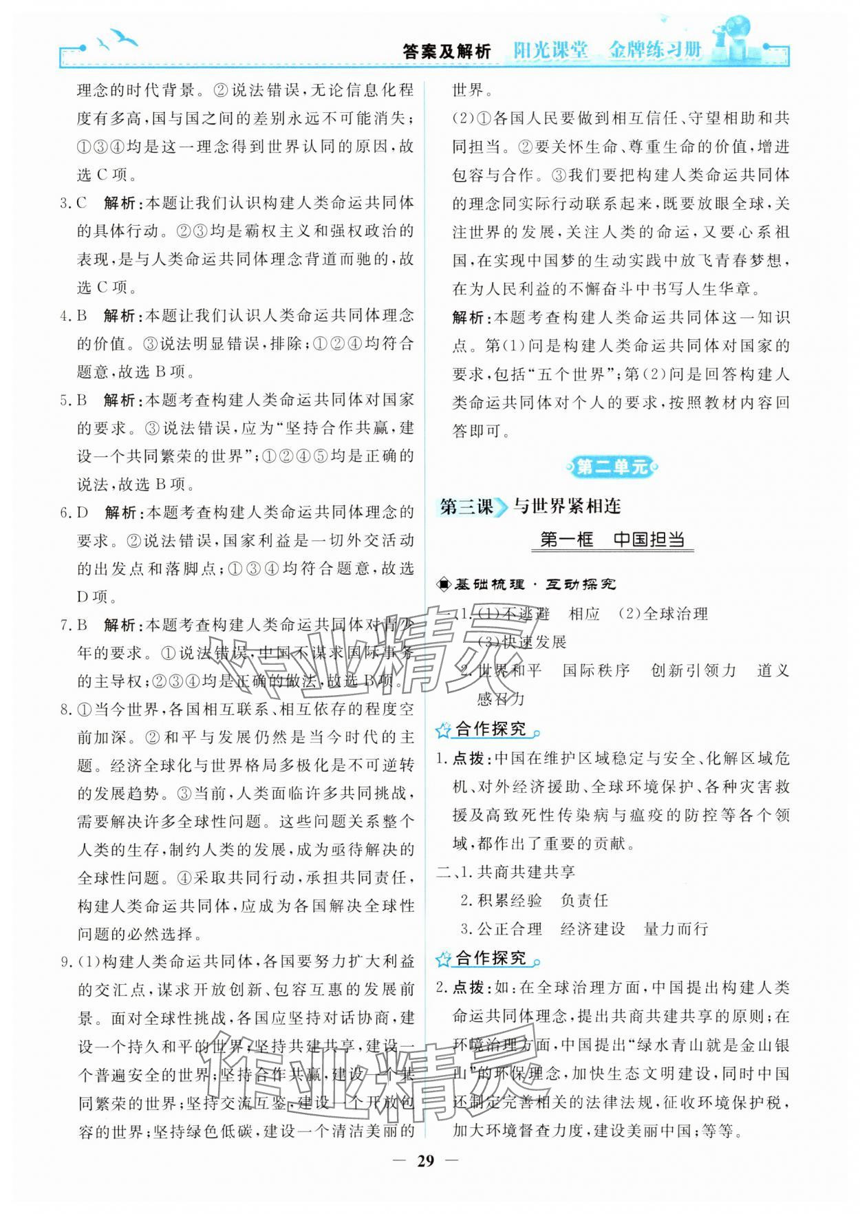 2025年陽(yáng)光課堂金牌練習(xí)冊(cè)九年級(jí)道德與法治下冊(cè)人教版 第5頁(yè)