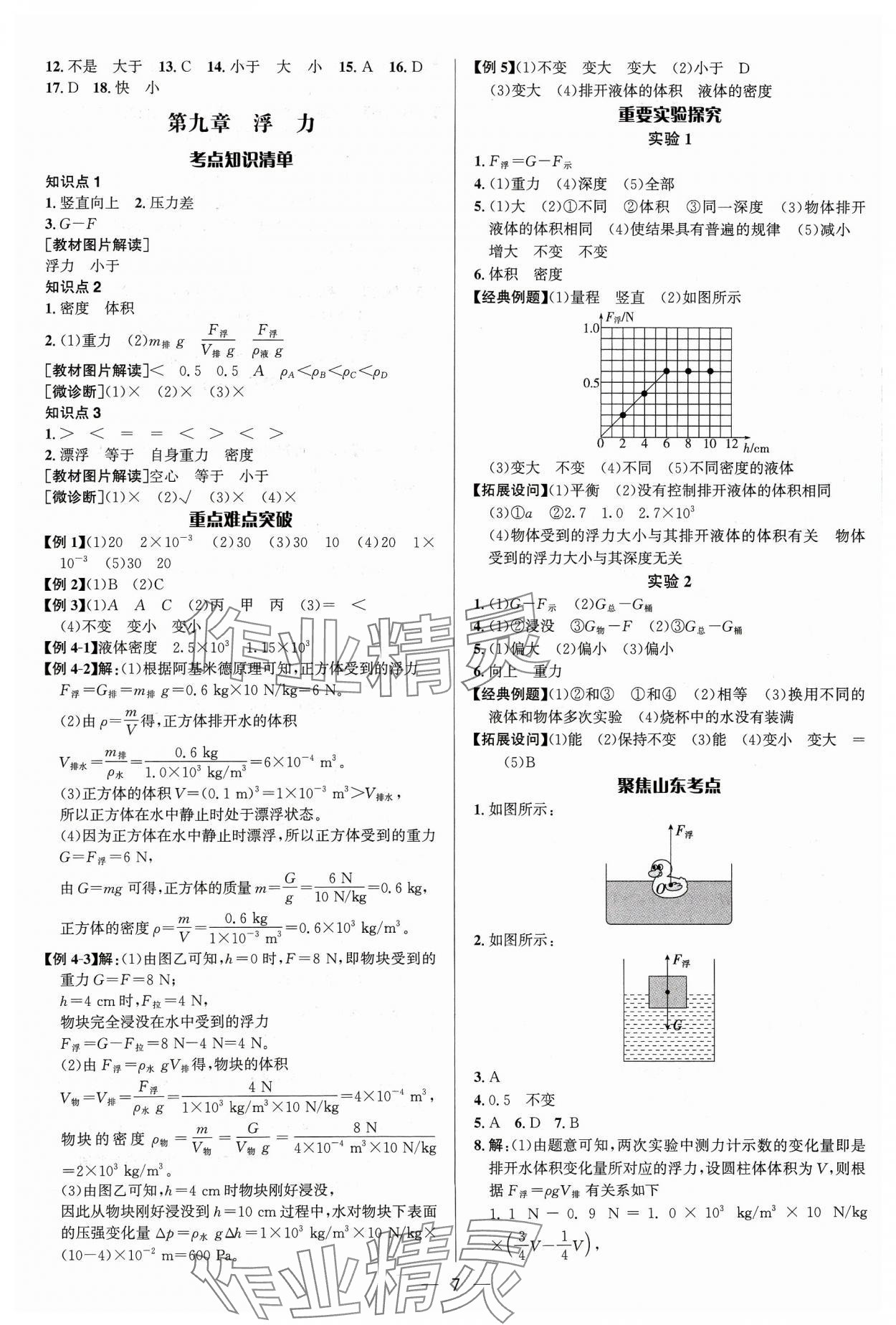 2024年中考对策物理沪科版&nbsp;参考答案第7页