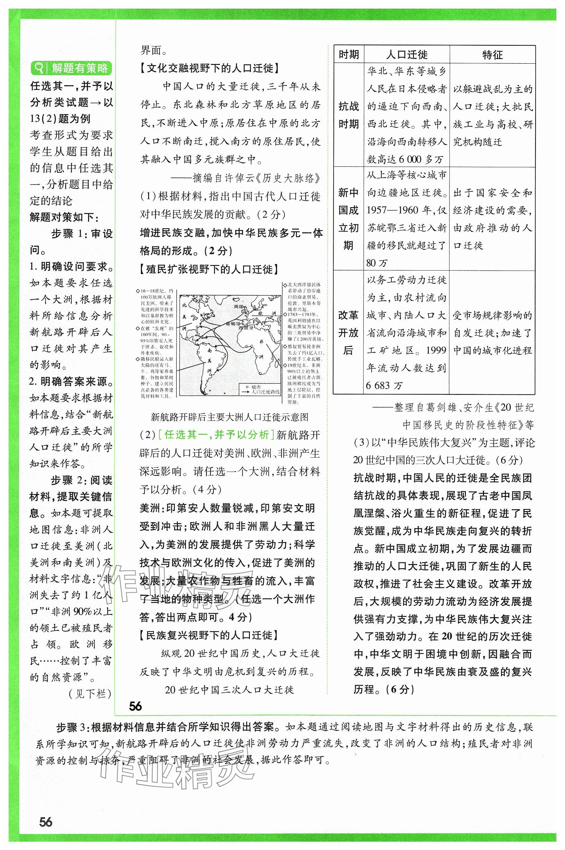 2024年萬(wàn)唯中考試題研究歷史山西專版 參考答案第56頁(yè)