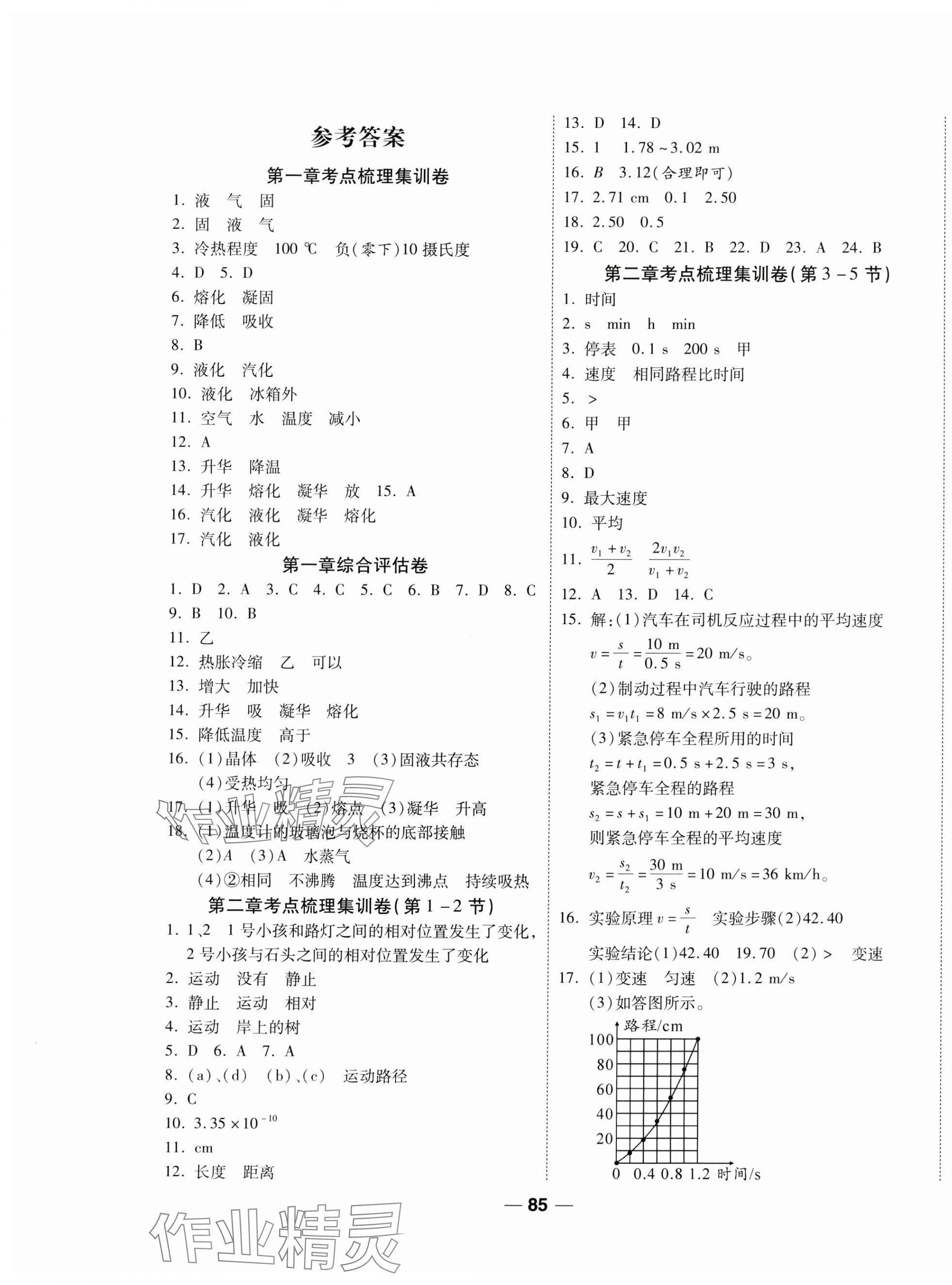 2024年單元專題測(cè)試一卷通八年級(jí)物理上冊(cè) 參考答案第1頁(yè)