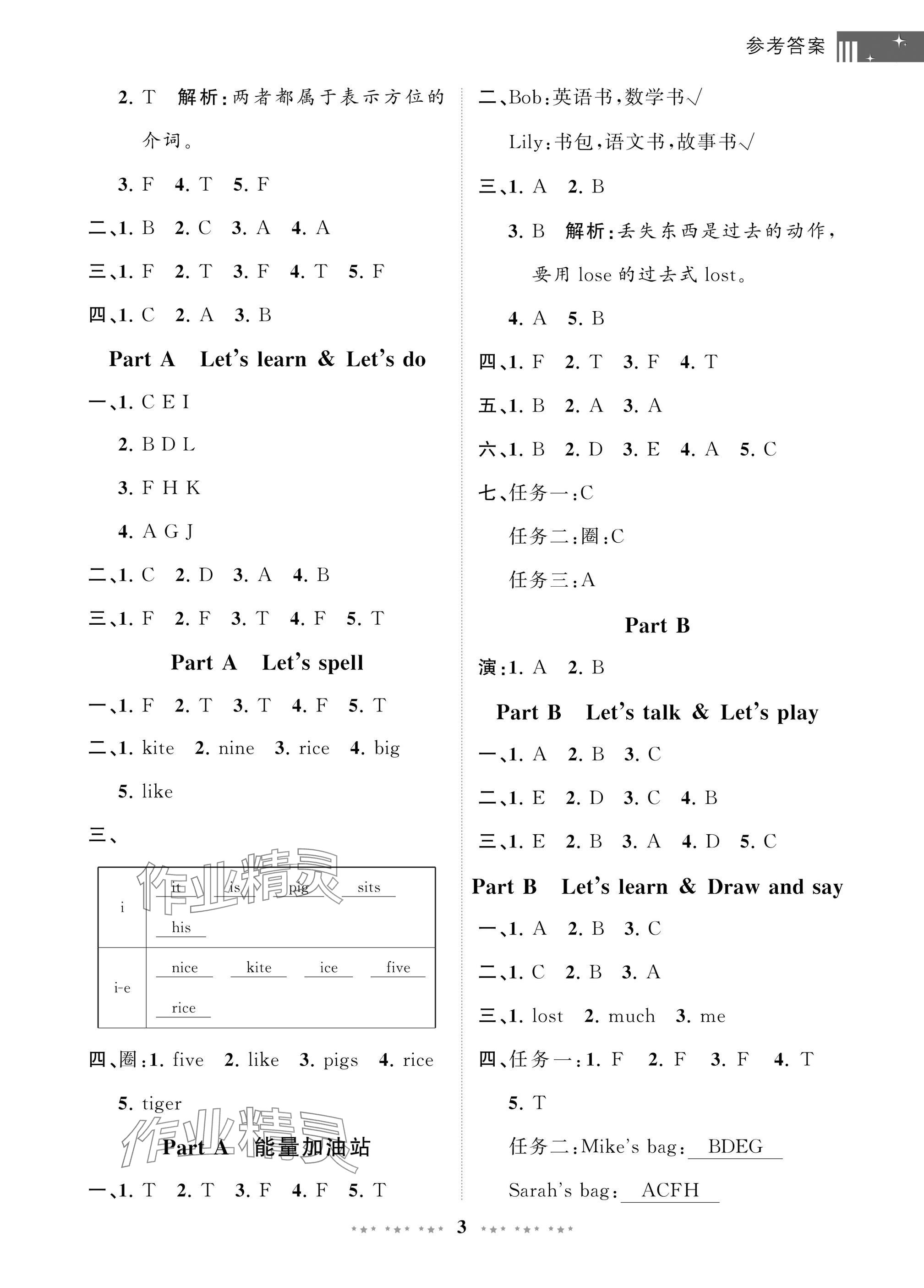 2024年學習與探究明天出版社四年級英語上冊人教版 參考答案第3頁
