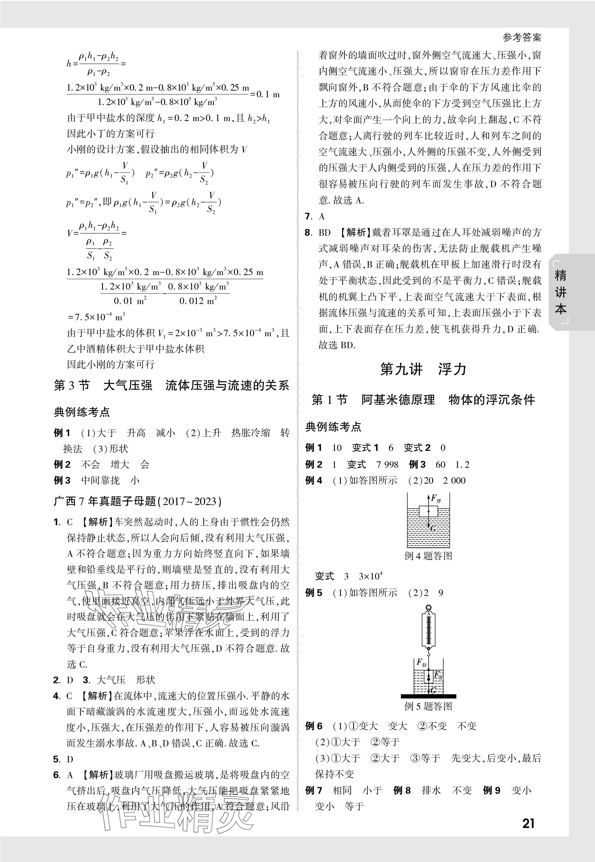 2024年萬唯中考試題研究物理廣西專版 參考答案第21頁