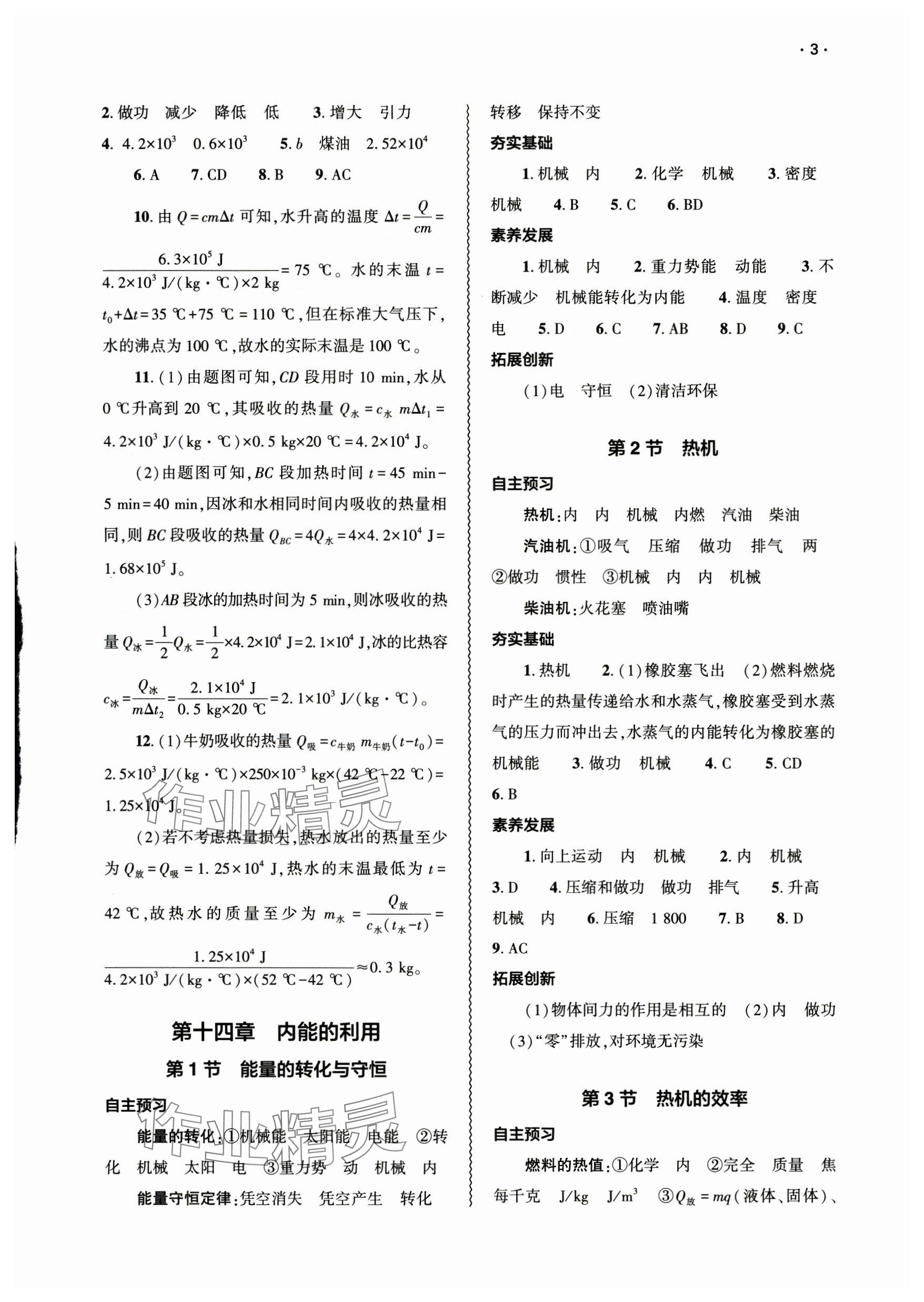 2025年基礎訓練大象出版社九年級物理全一冊人教版 參考答案第3頁