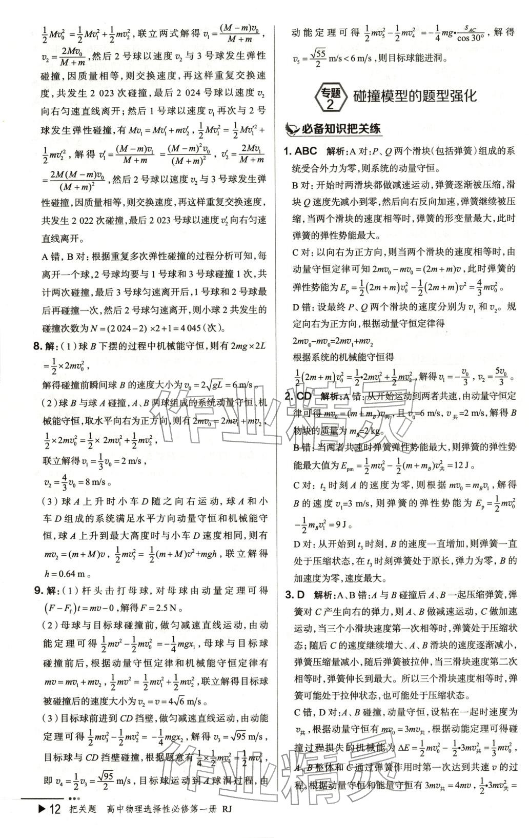 2025年把关题高中物理选择性必修第一册人教版 第12页