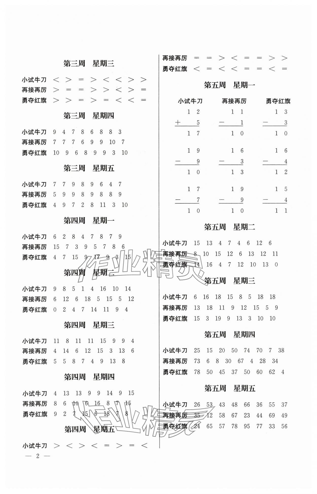 2024年口算心算速算一年級數(shù)學(xué)下冊蘇教版江蘇鳳凰美術(shù)出版社 第2頁