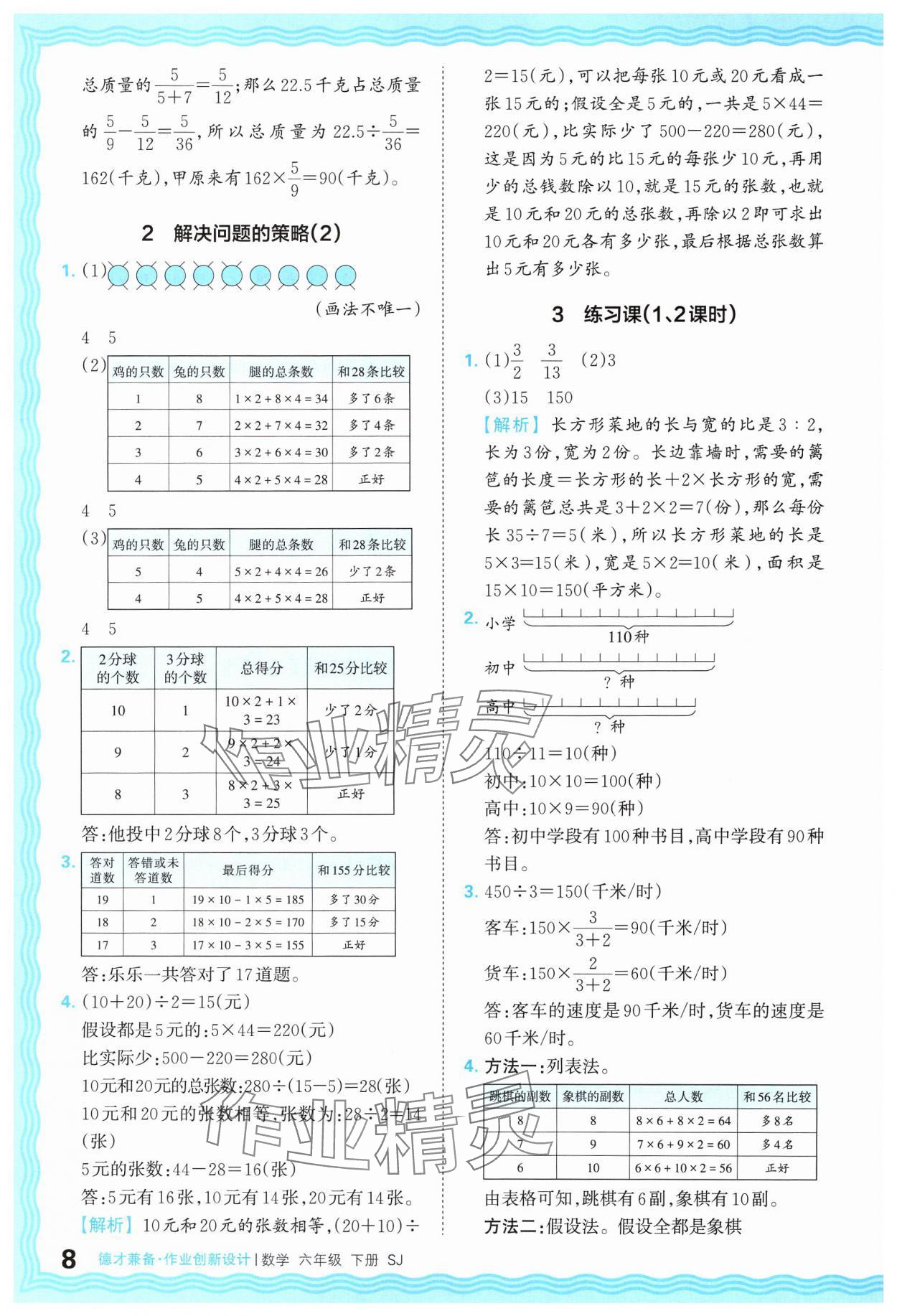 2025年王朝霞德才兼?zhèn)渥鳂I(yè)創(chuàng)新設計六年級數(shù)學下冊蘇教版 第8頁