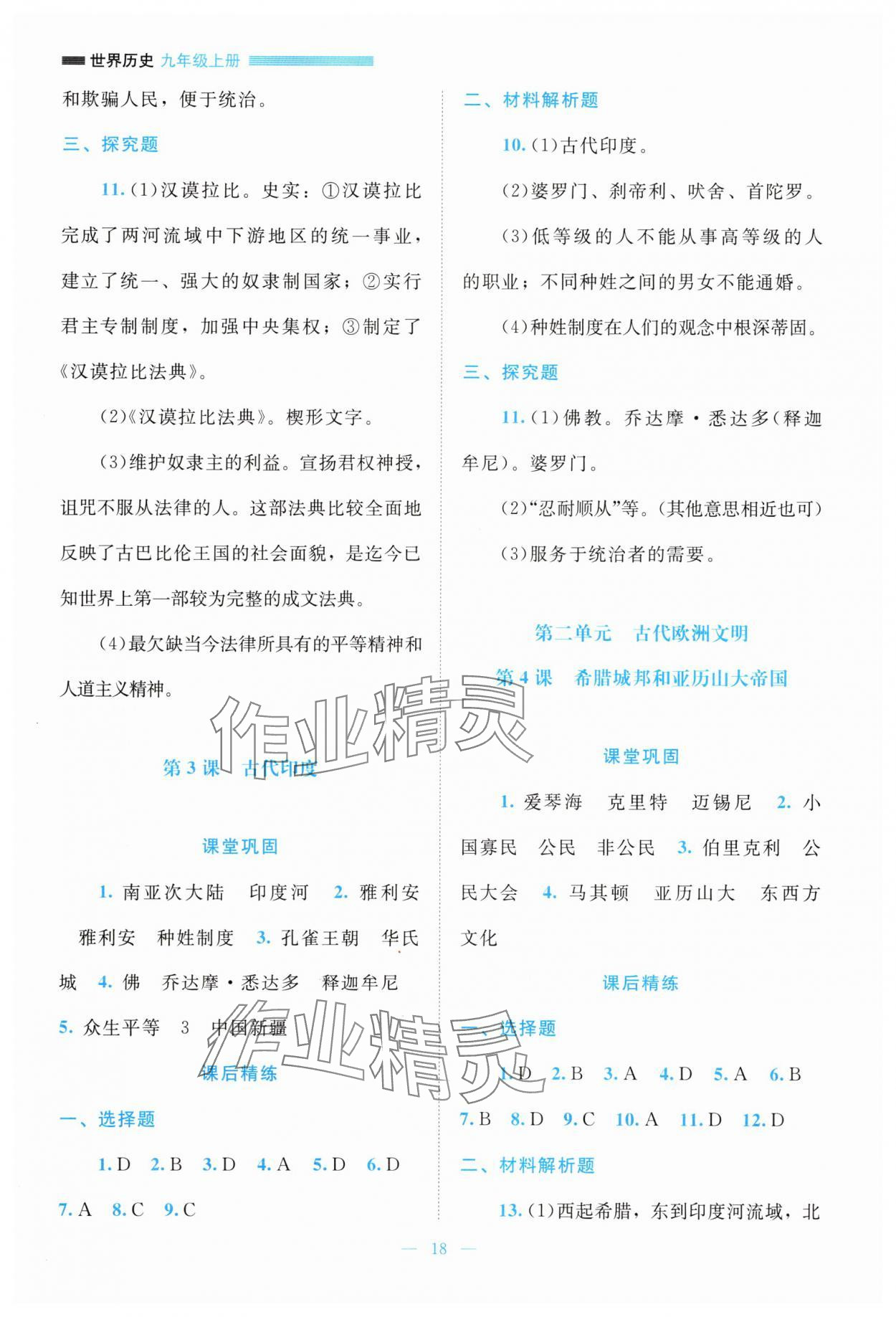 2025年课堂精练九年级历史上册人教版 第2页