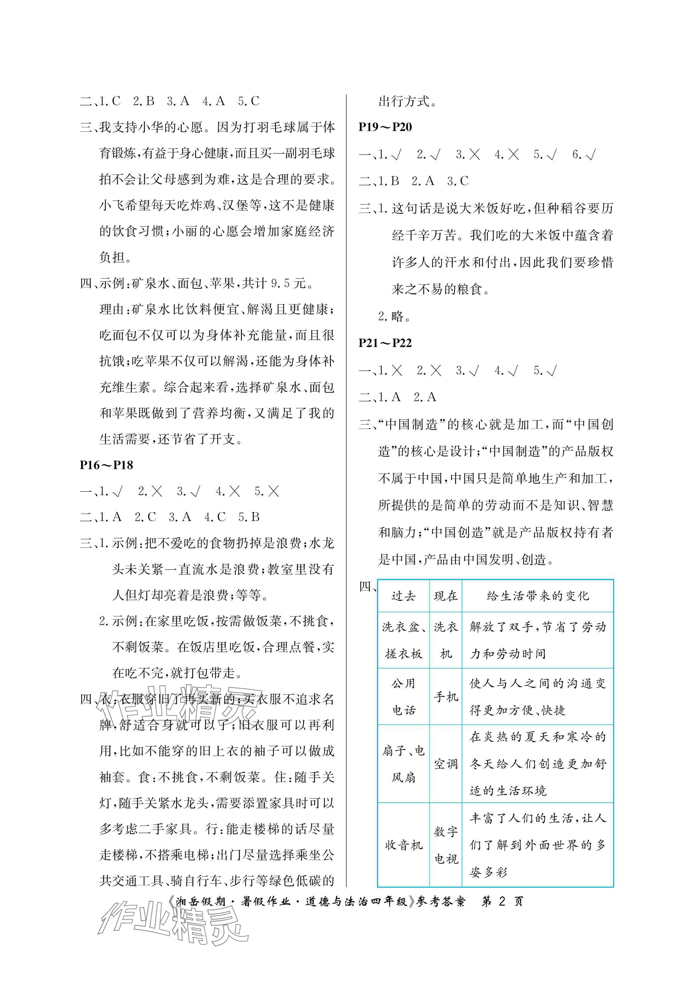 2025年湘岳假期暑假作業(yè)四年級道德與法治人教版 參考答案第2頁