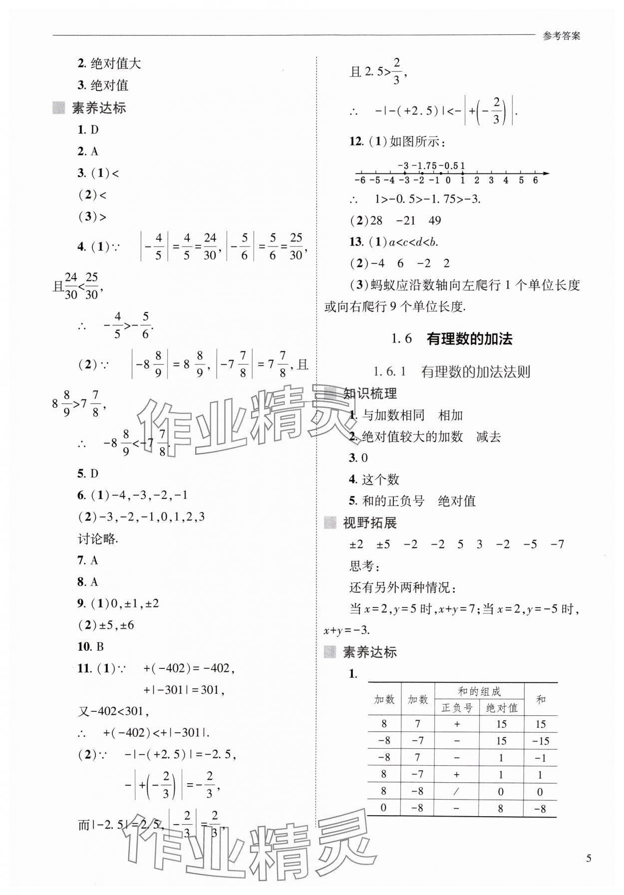 2024年新課程問題解決導(dǎo)學(xué)方案七年級數(shù)學(xué)上冊華師大版 參考答案第5頁