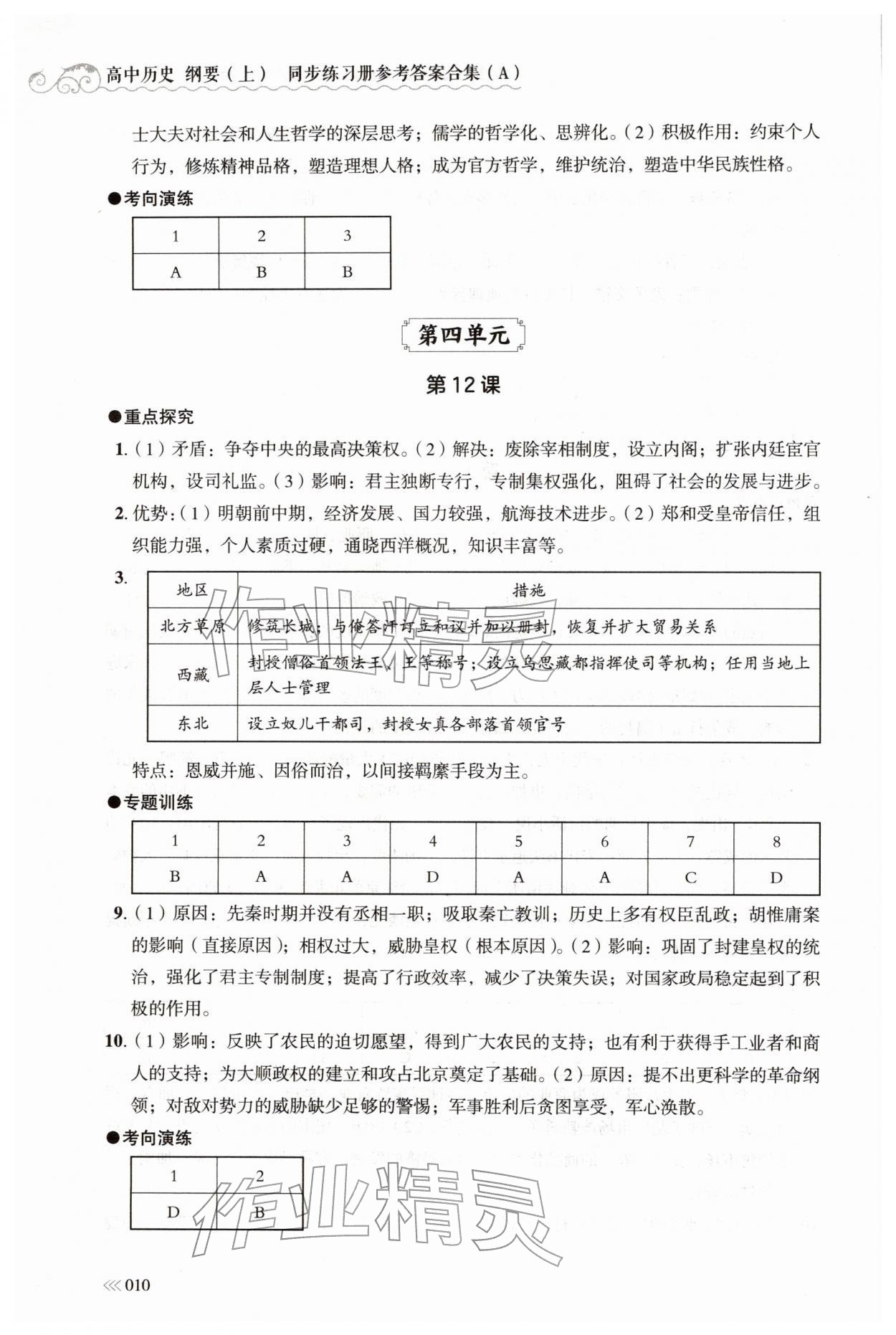 2025年同步练习册岳麓书社高中历史必修上册人教版A 第10页