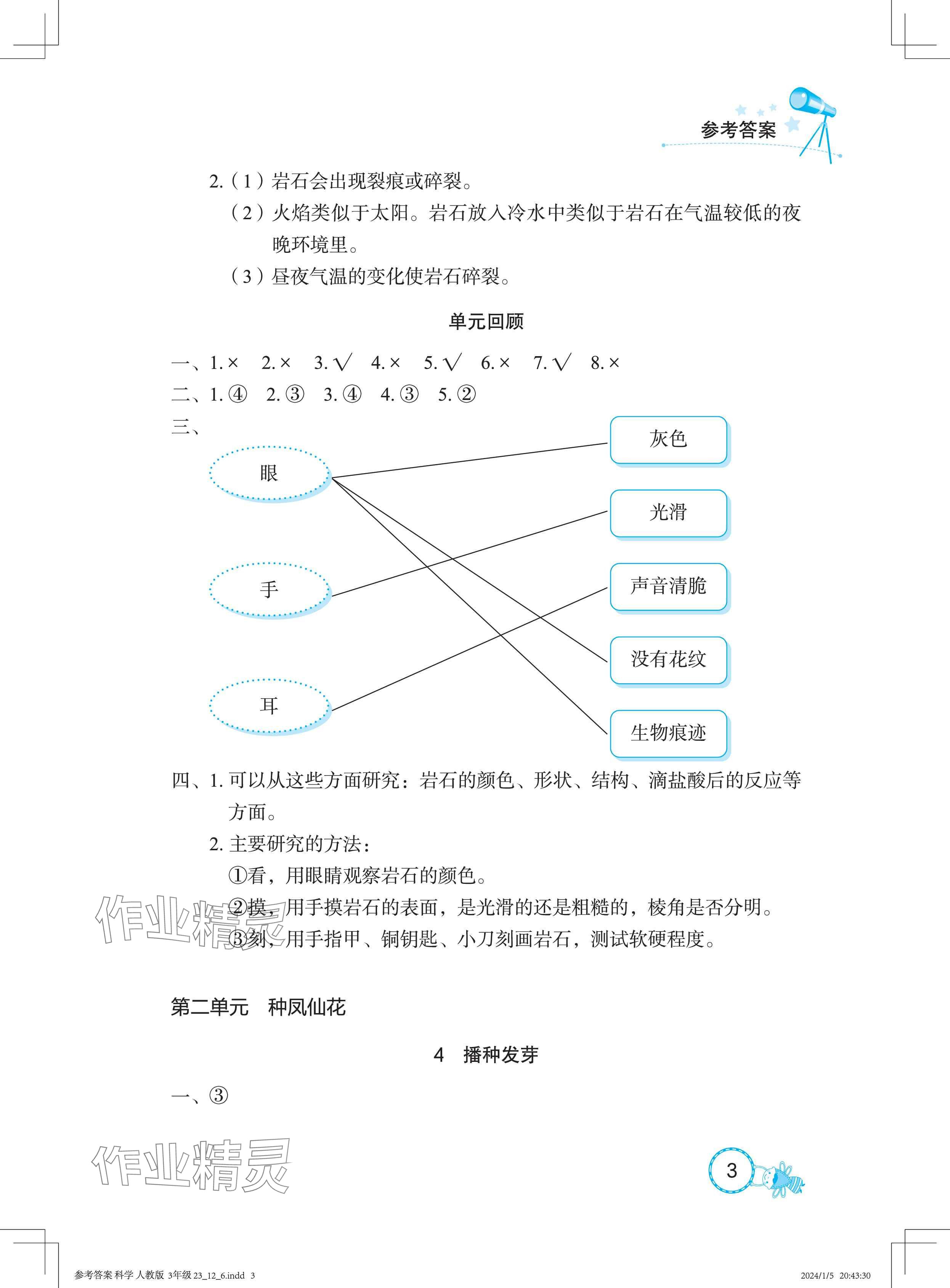 2025年長江作業(yè)本課堂作業(yè)三年級(jí)科學(xué)下冊鄂教版 參考答案第3頁
