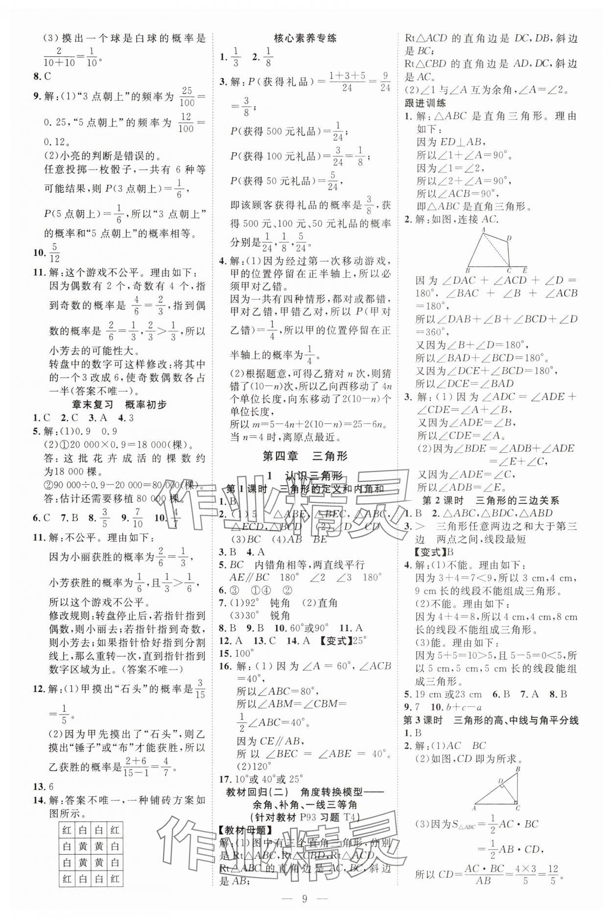 2025年暢行課堂七年級(jí)數(shù)學(xué)下冊(cè)北師大版 參考答案第9頁