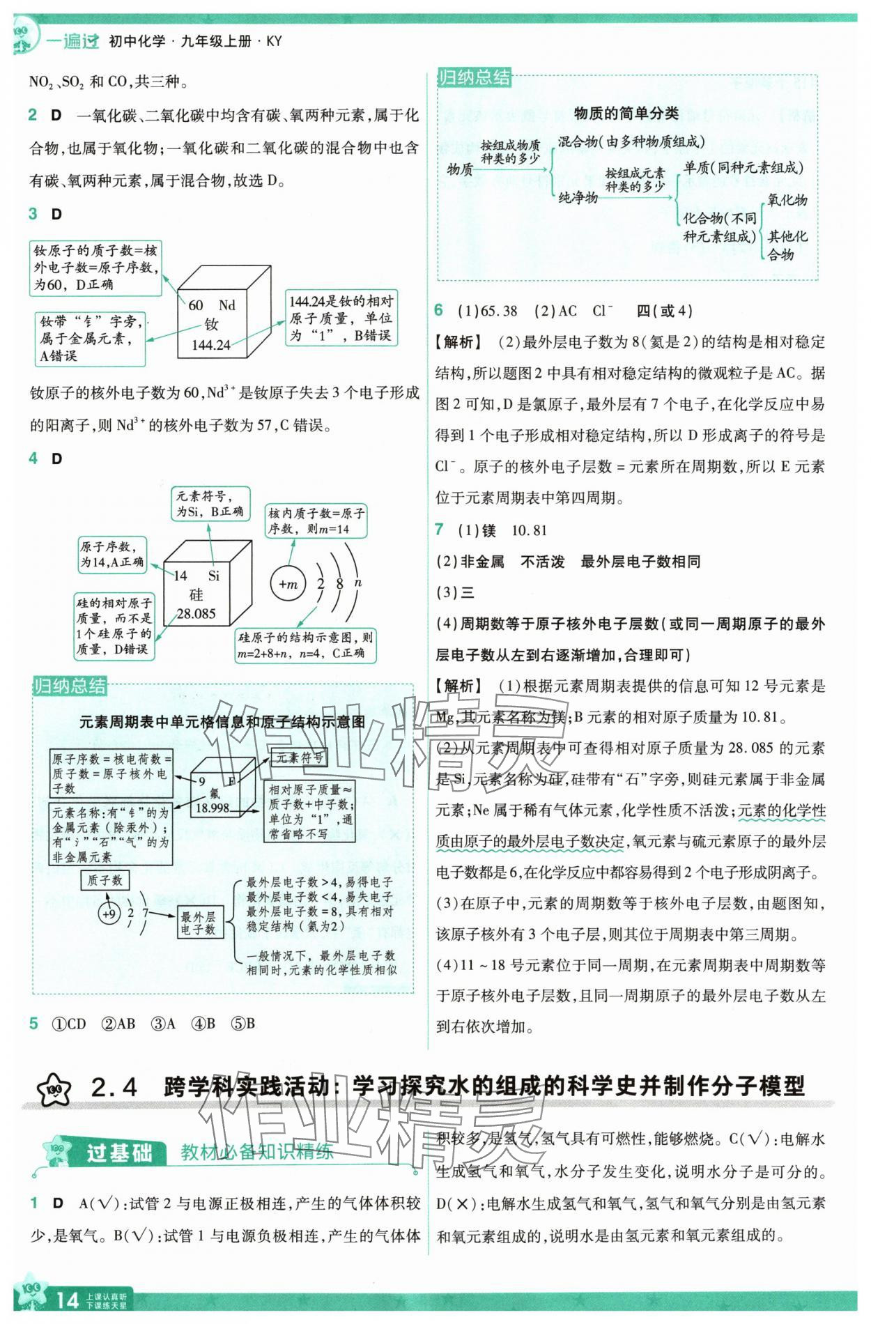 2024年一遍過九年級化學(xué)上冊科粵版 參考答案第14頁