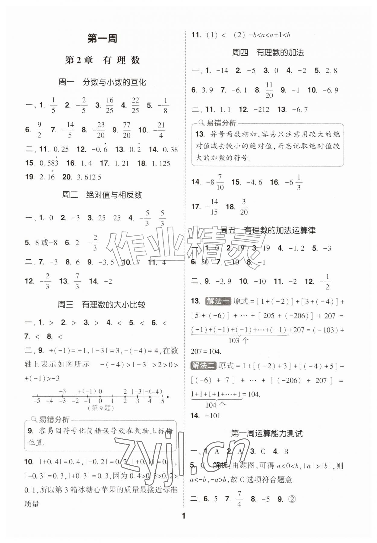 2026年通城学典初中数学运算能手七年级上册苏科版&nbsp;第1页