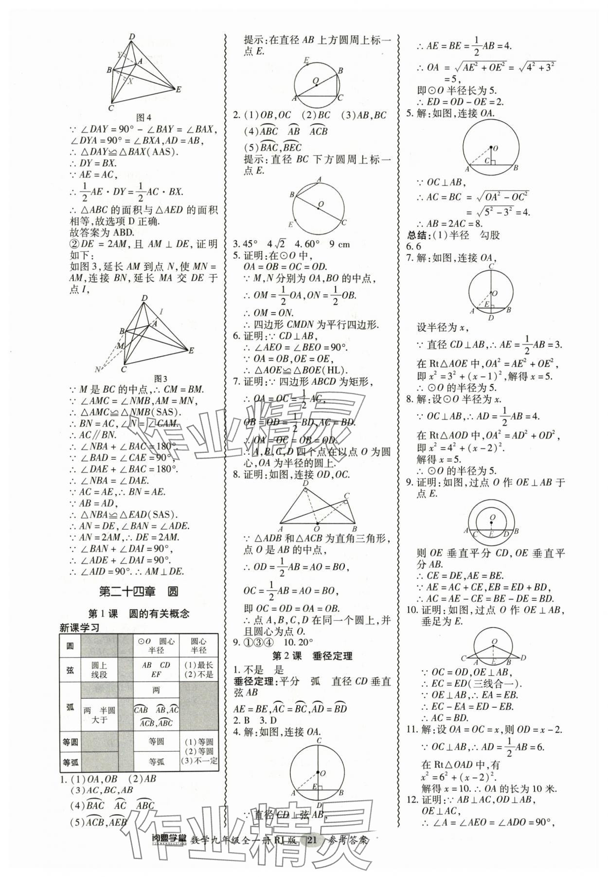 2024年零障礙導(dǎo)教導(dǎo)學(xué)案九年級數(shù)學(xué)全一冊人教版 參考答案第21頁