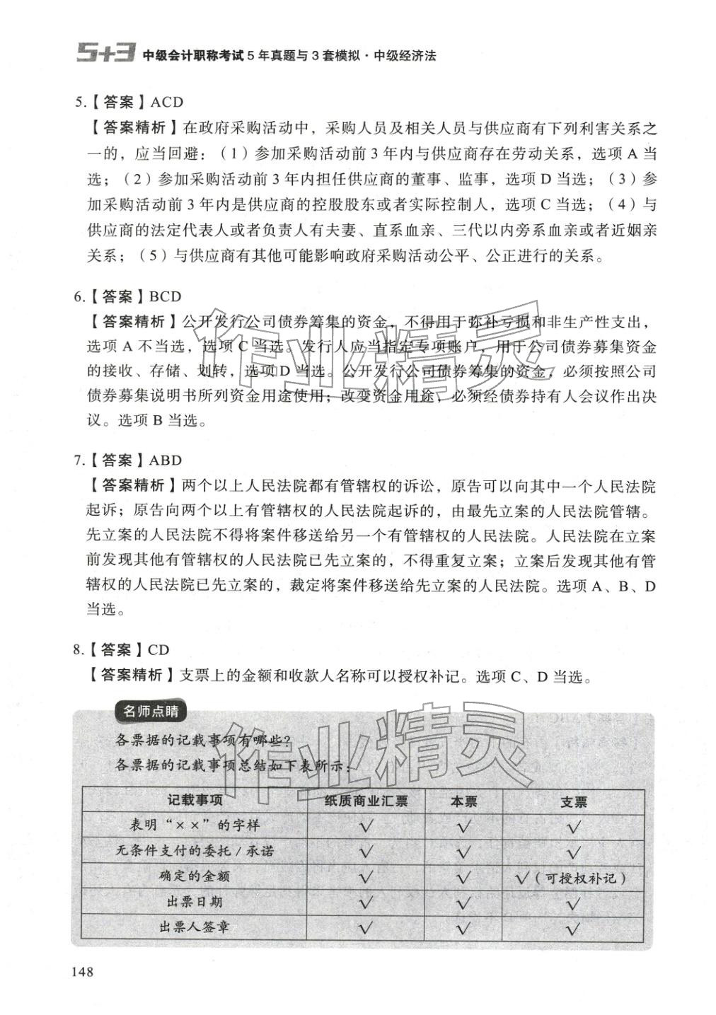 2025年5年真题与3套模拟中级经济法&nbsp;参考答案第22页