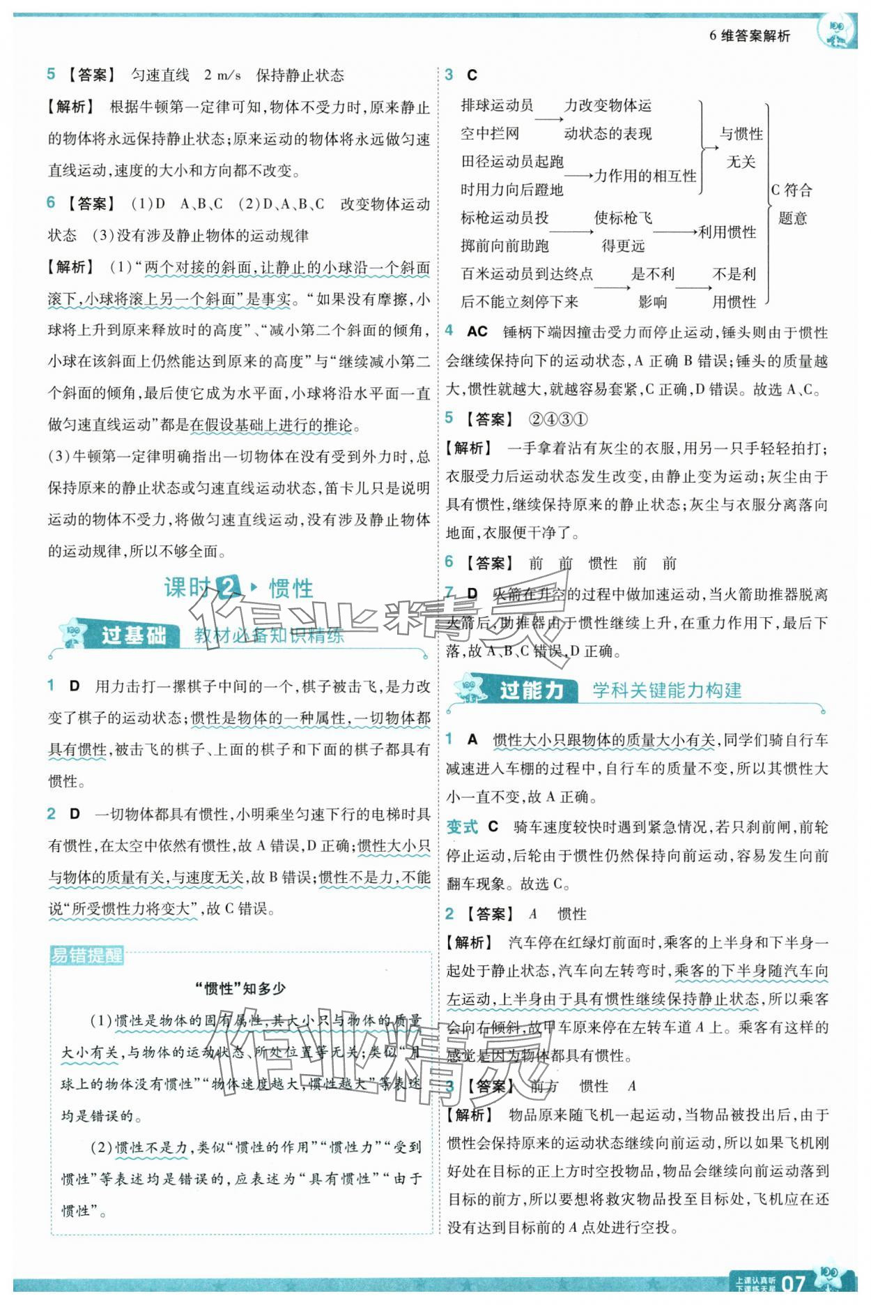 2025年一遍过八年级物理下册人教版 参考答案第7页