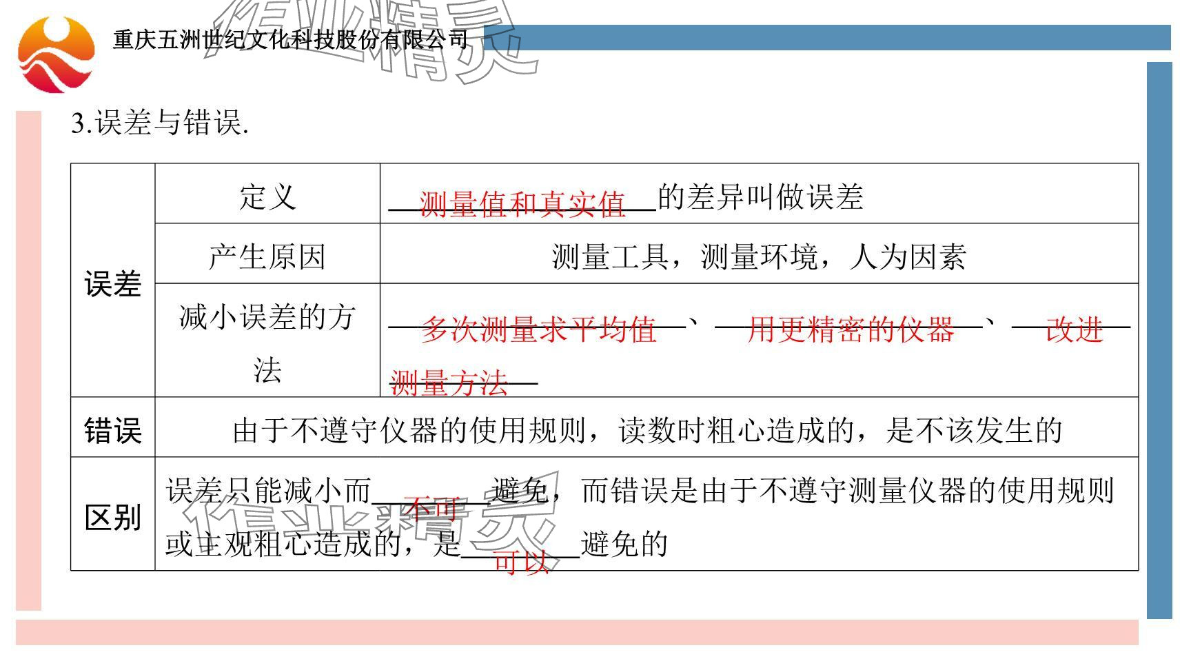 2024年重庆市中考试题分析与复习指导物理 参考答案第7页