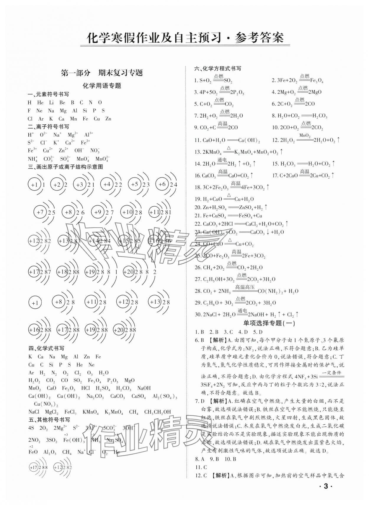 2025年名師導(dǎo)航寒假作業(yè)九年級化學(xué)深圳專版 第1頁