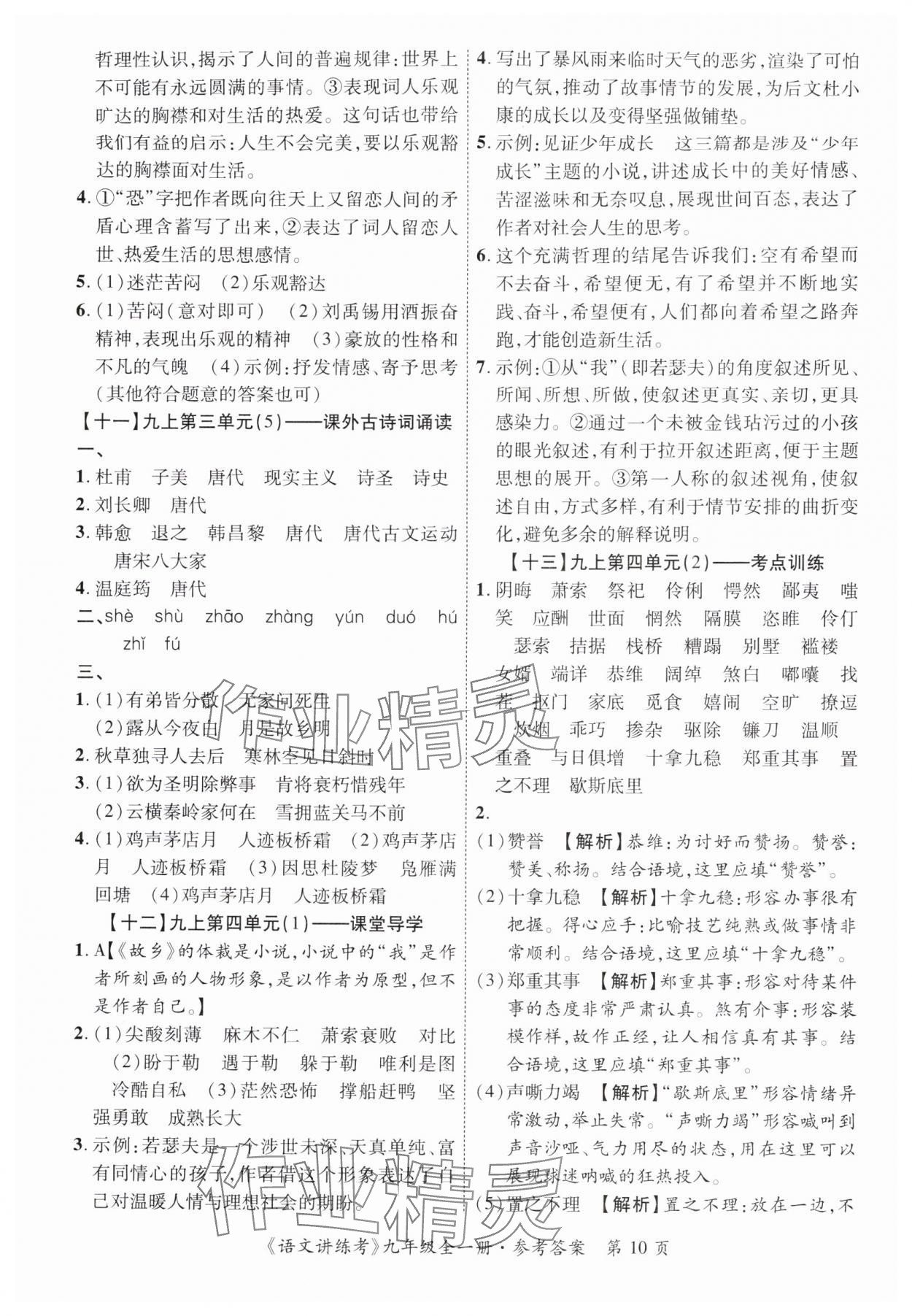 2025年语文讲练考九年级全一册人教版 第10页