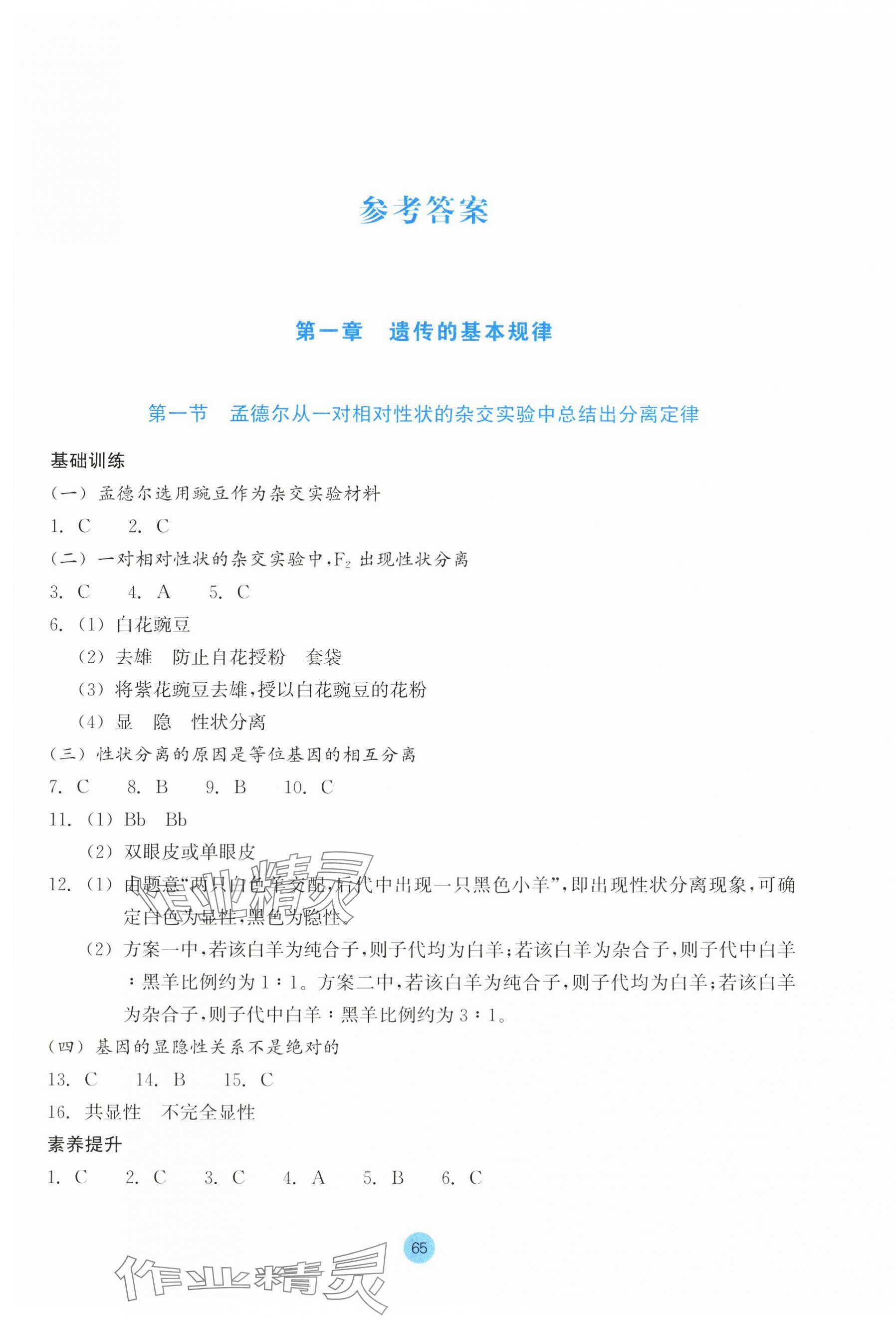 2024年作業(yè)本浙江教育出版社高中生物必修2浙科版 第1頁