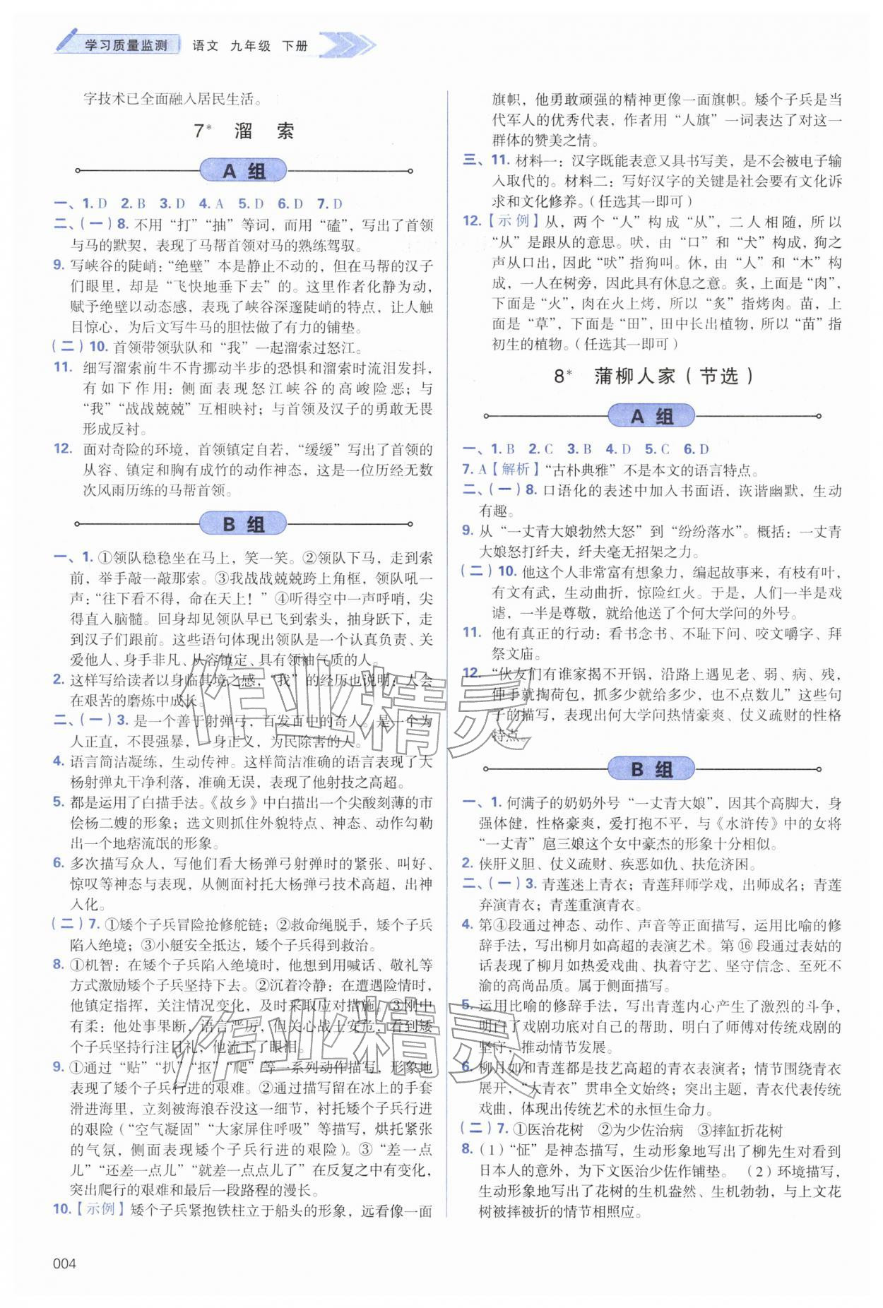 2026年学习质量监测九年级语文下册人教版&nbsp;第4页
