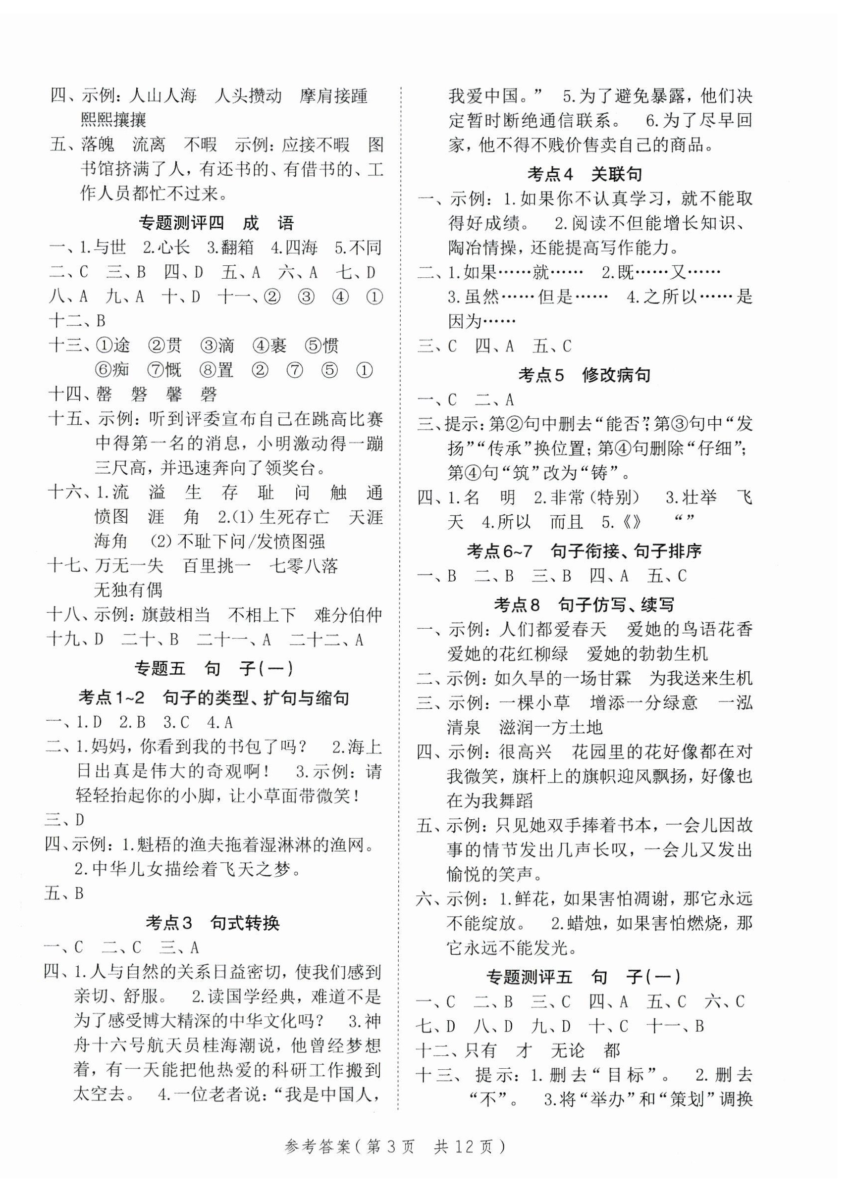 2024年新领程小学总复习高效练案六年级语文人教版 第3页