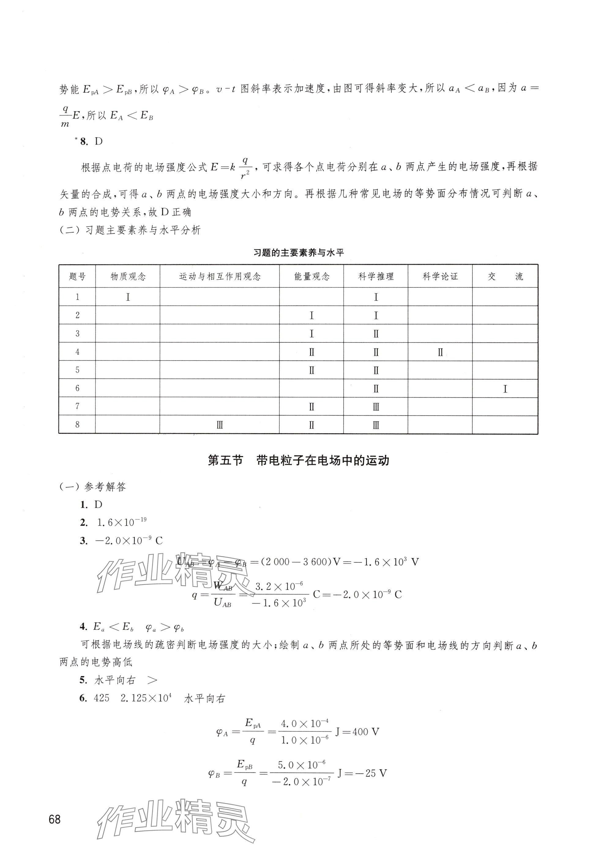 2024年練習部分高中物理必修第三冊滬科版 參考答案第6頁