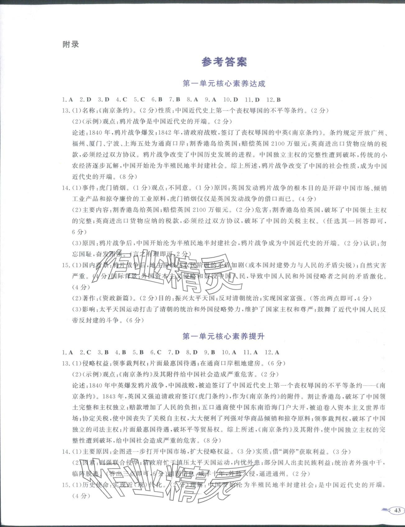 2025年同步优学核心素养评价八年级历史上册人教版 第1页