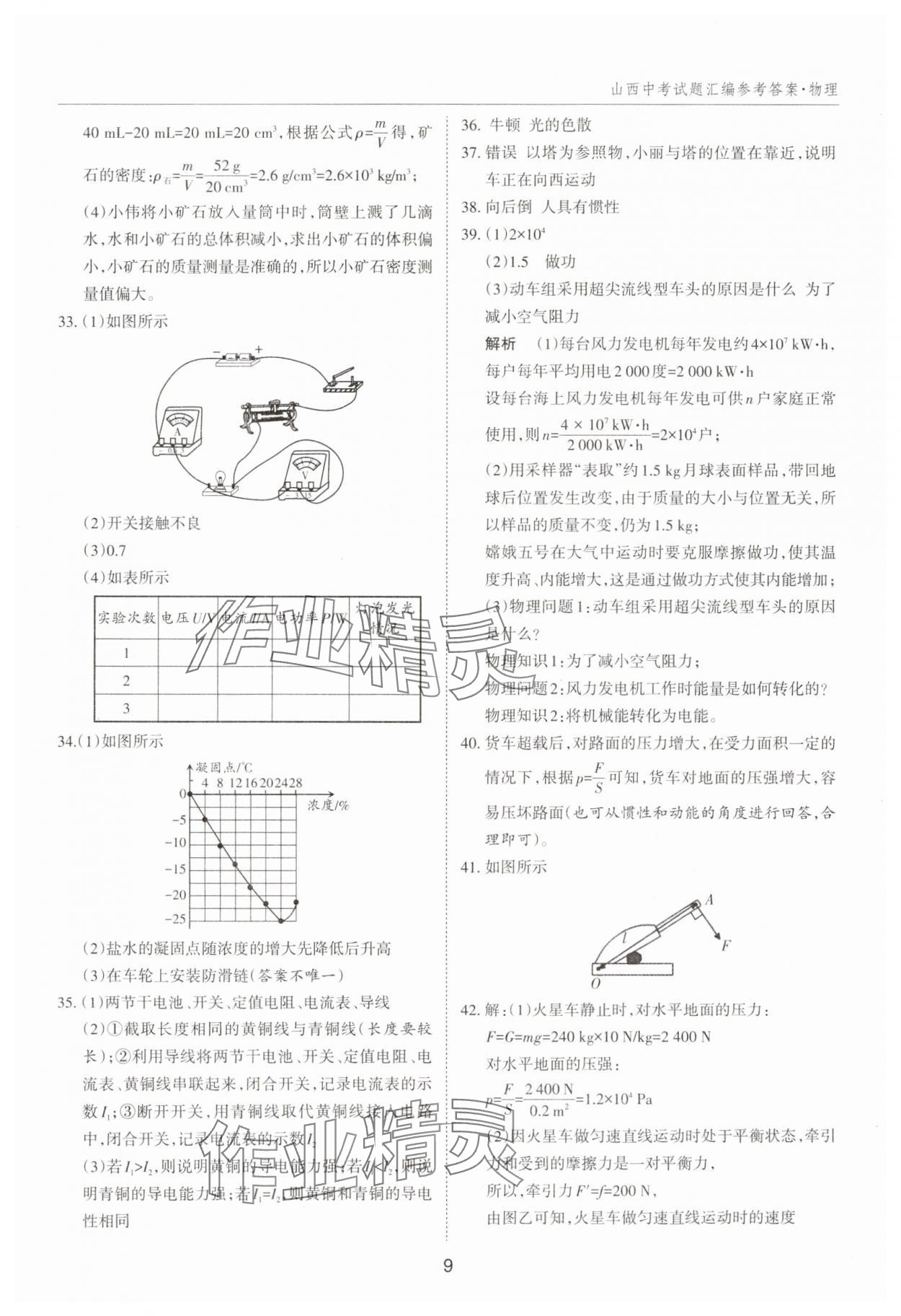 2025年山西中考試題匯編物理 參考答案第9頁