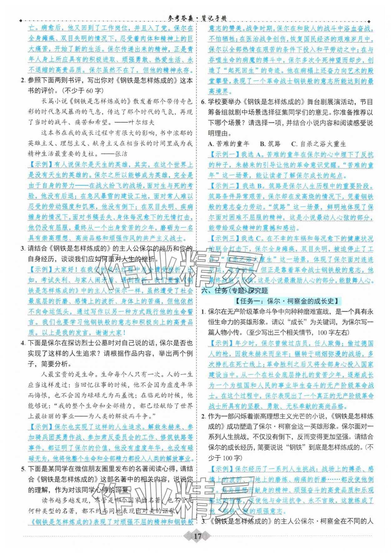 2025年達(dá)標(biāo)學(xué)案名著解讀一點通中考版 參考答案第16頁